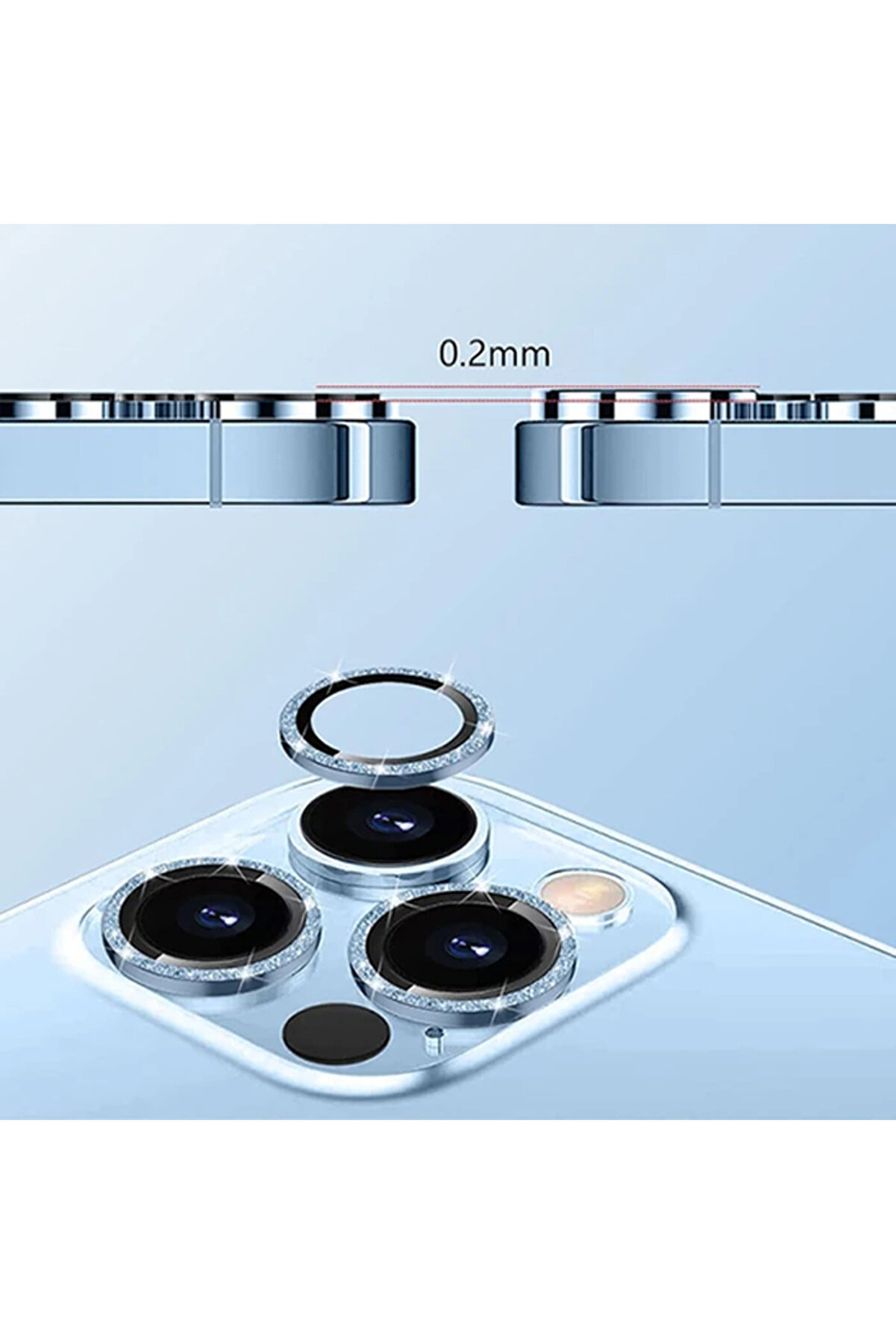 Ally İphone 14-14 Plus Di̇amond Taş İşlemeli̇ Alümi̇nyum Alaşımlı Kamera Lens Ko - Gms4084-3517