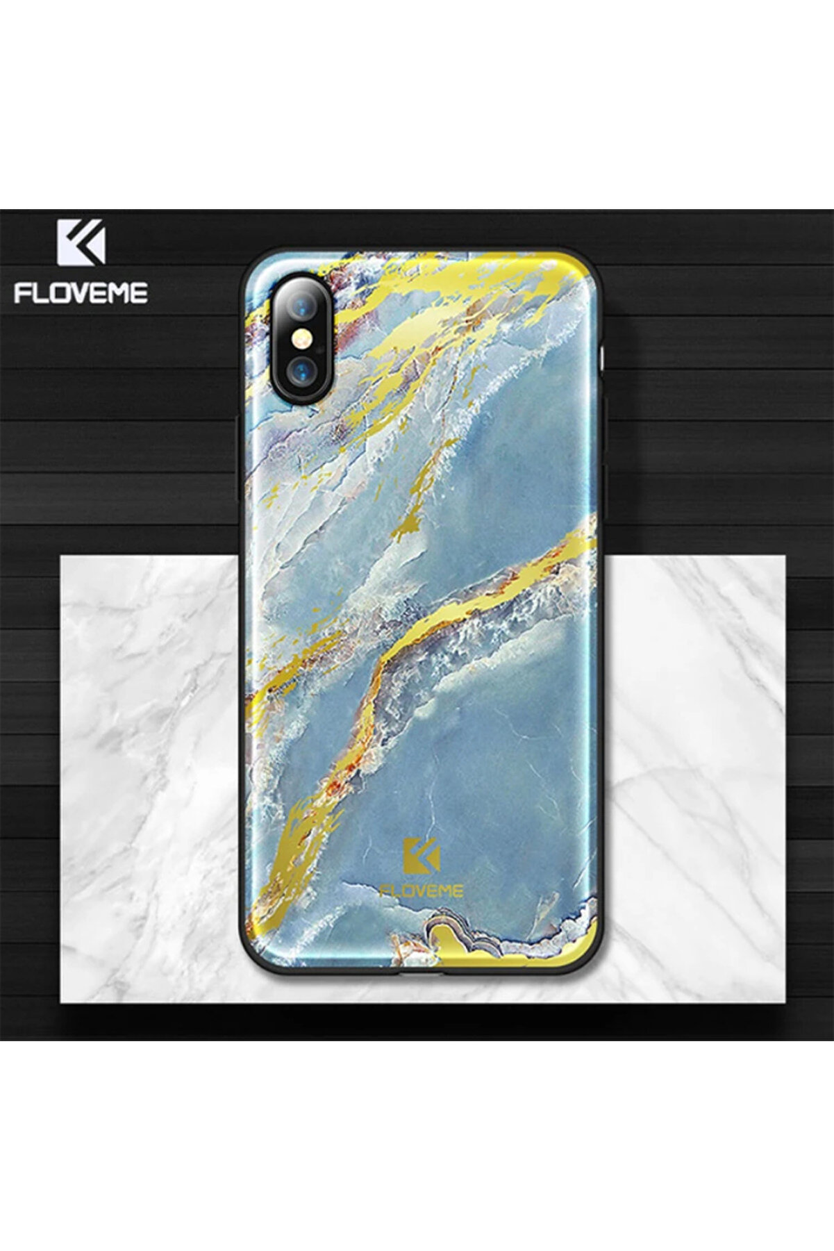 gizmurstore Floveme İPhone X Xs Mermer Desenli Premium Silikon Kılıf-(5775) - GMS7275-3331