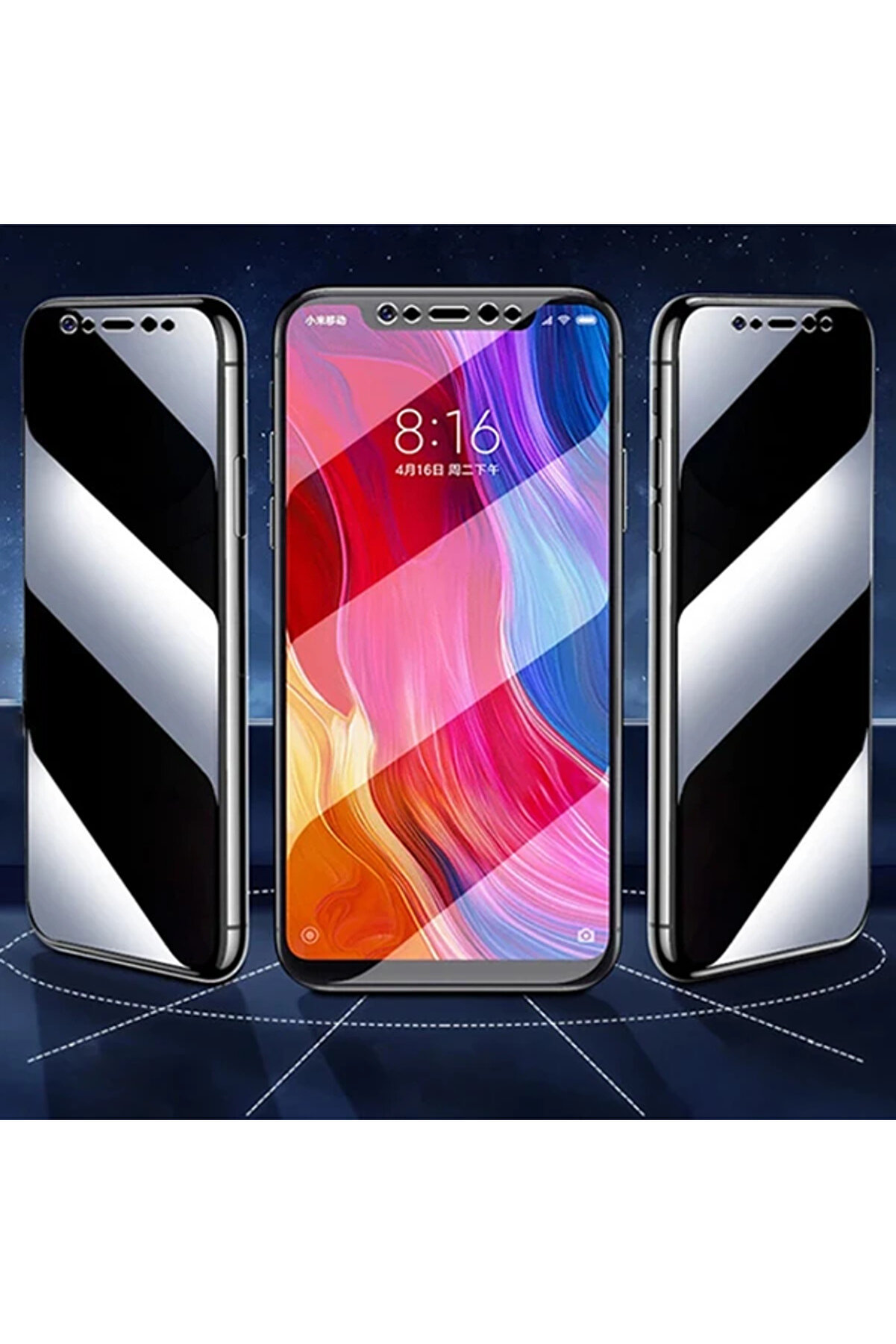 Xi̇aomi̇ Mi̇ 10T-10T Pro 3D Full Pri̇vacy Gi̇zli̇li̇k Tempered Cam Ekran Koruyucu-(1903 - Dropx2373-3994