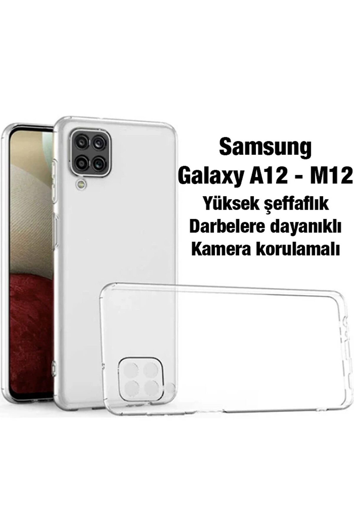 Ally Sm Galaxy A12 M12 Kılıf Kamera Korumalı Ultra İnce Şeffaf Si̇li̇kon Kıl - Dropx6375-2940