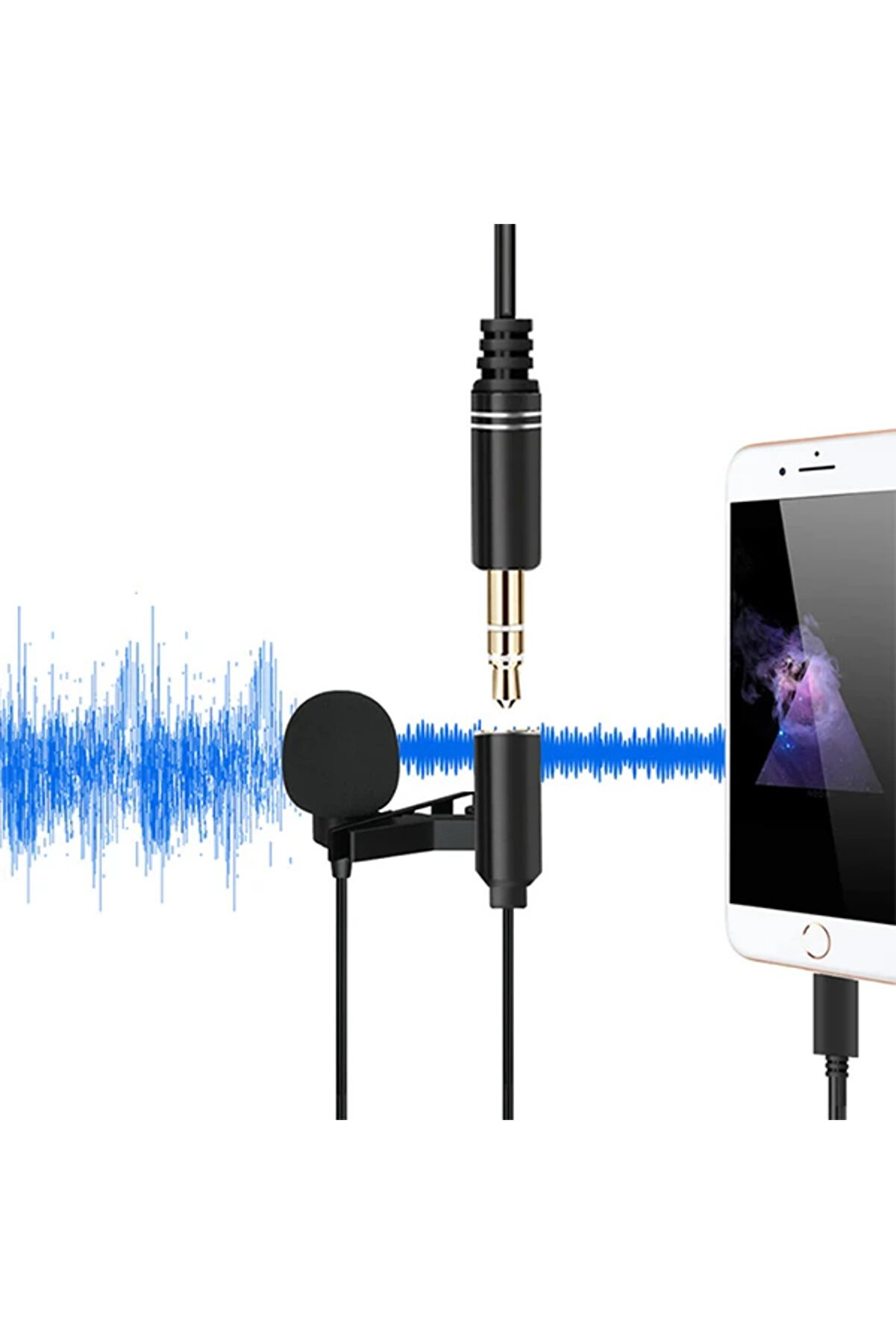 Ally İphone Li̇ghtni̇ng Yaka Mi̇krofonu+3.5Mm Jack Profesyonel Youtuber Mi̇krofonu-(5775 - Gms1785-9616