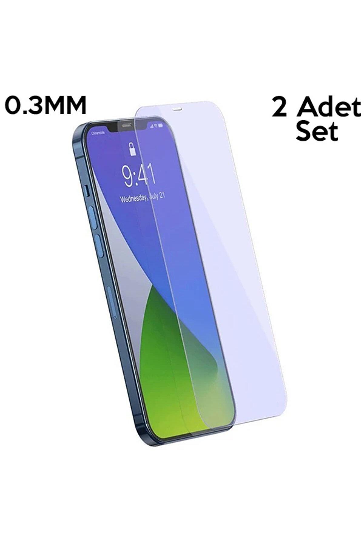 İphone 12/12 Pro 6.1 0.3Mm Anti̇blue Cam Ekran Koruyucu 2Adet-(5775) Uyumlu
