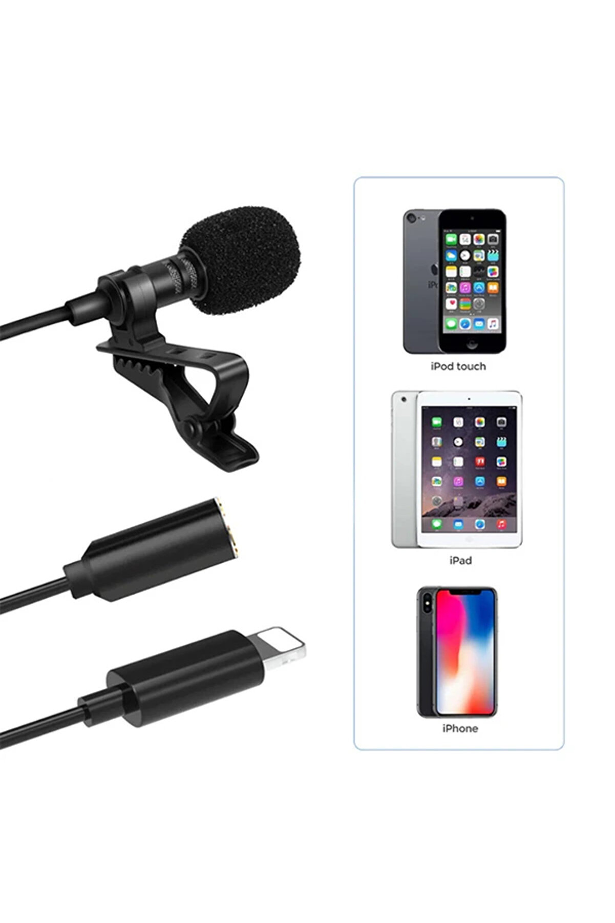 Ally İphone Li̇ghtni̇ng Yaka Mi̇krofonu+3.5Mm Jack Profesyonel Youtuber Mi̇krofonu-(5775 - Gms1785-9616