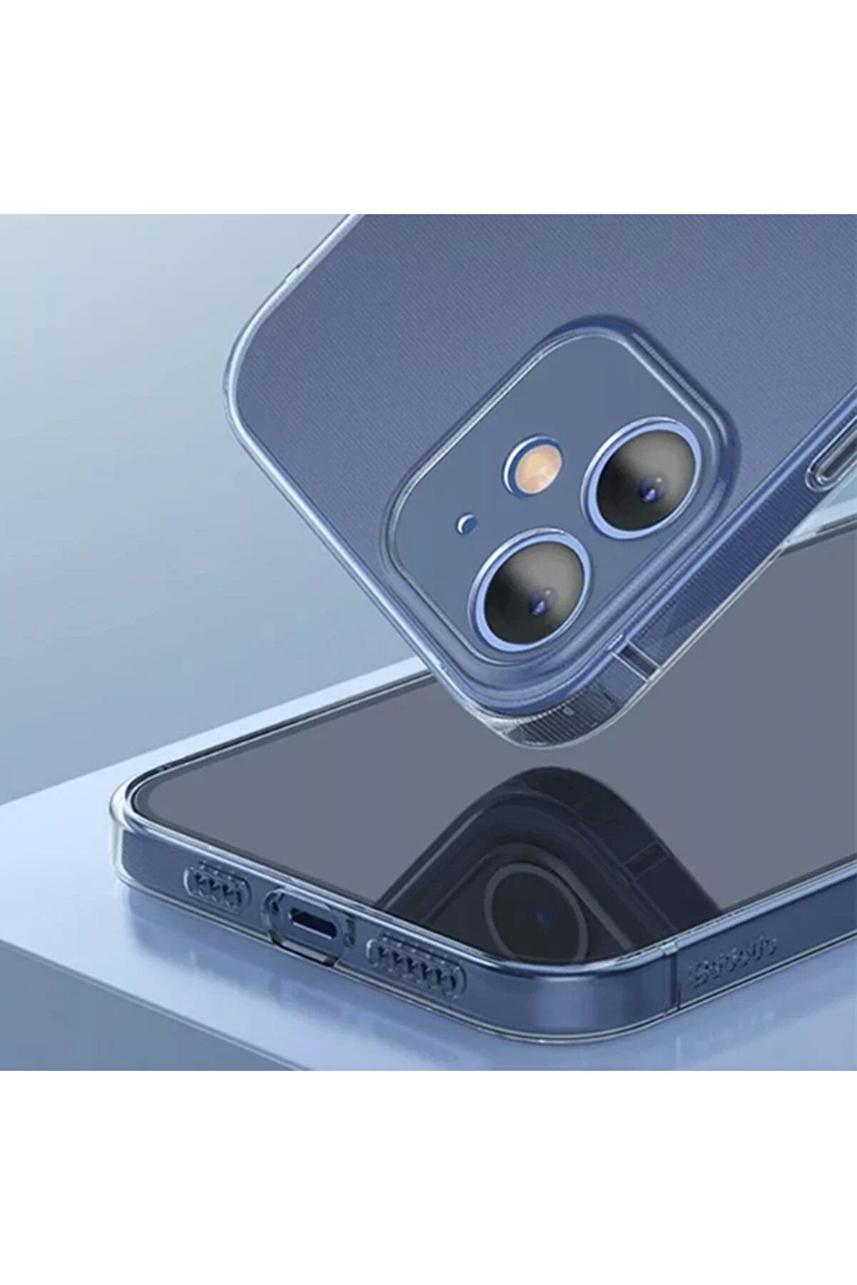 Si̇mple Case İphone 12 6.1 İnce Şeffaf Si̇li̇kon Kılıf Kamera Korumalı-(1903) - Dropx1701-4292