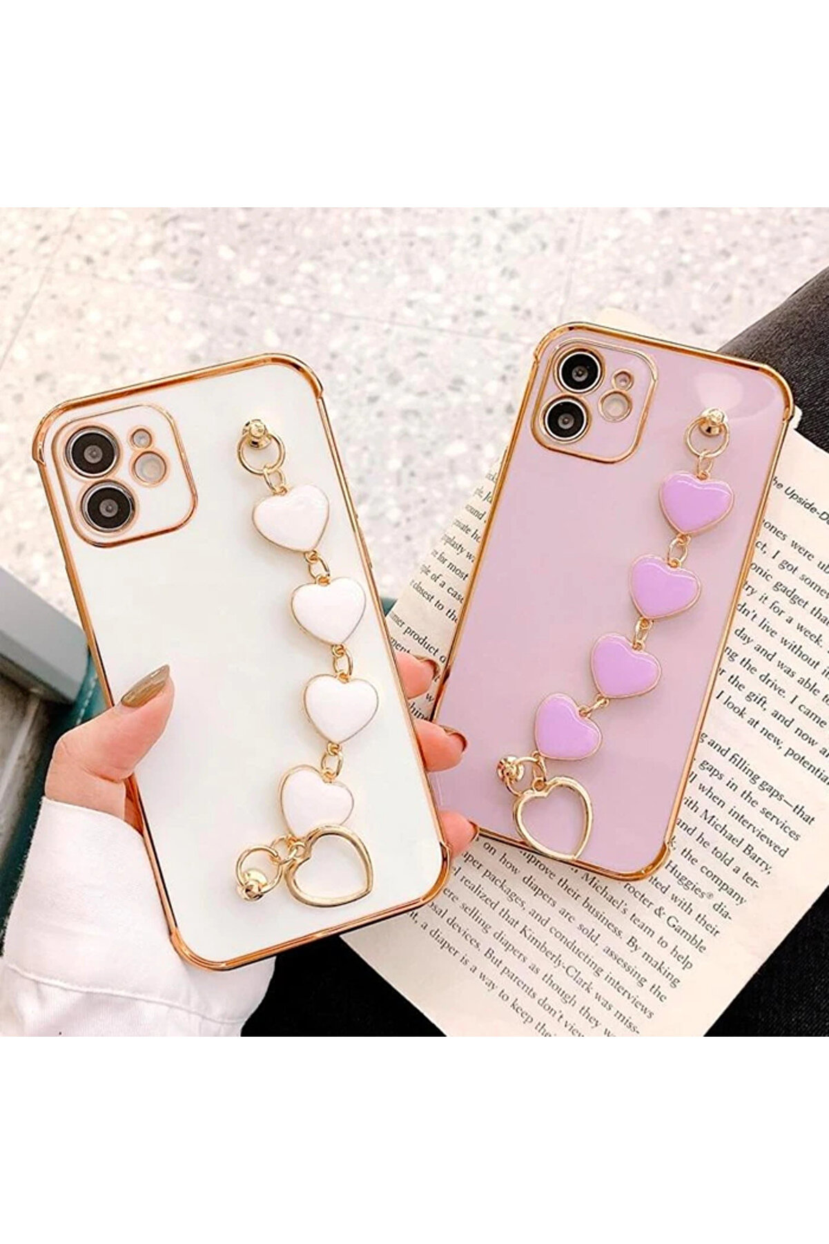 Ally İphone 11 6.1İnç Kılıf Kalp Bi̇lekli̇k Tutuculu Lüx Si̇li̇kon Askılı Kıl - Dropx9691-9969