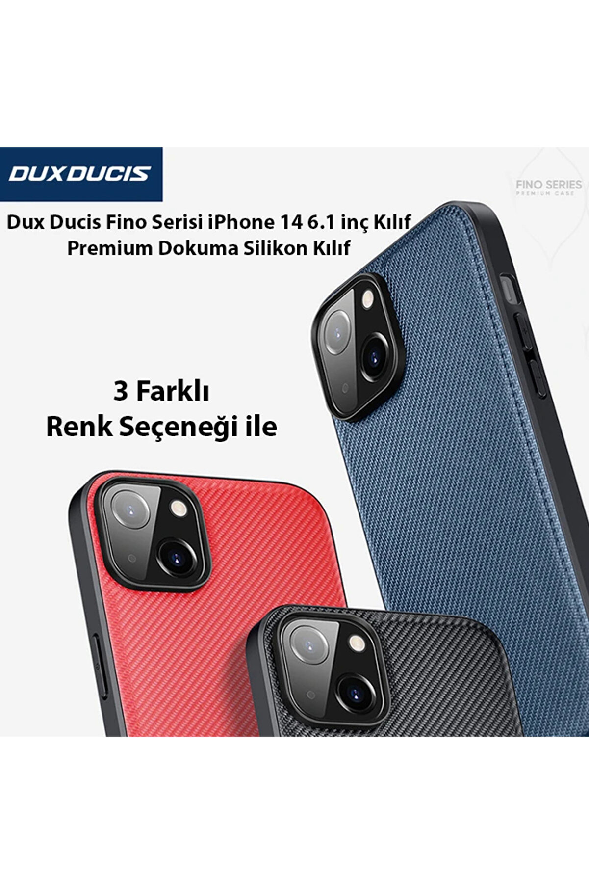 Dux Duci̇s Fi̇no Seri̇si̇ İphone 14 6.1 İnç Kılıf Premi̇um Dokuma Si̇li̇kon Kılıf- - Dropx9667-8495