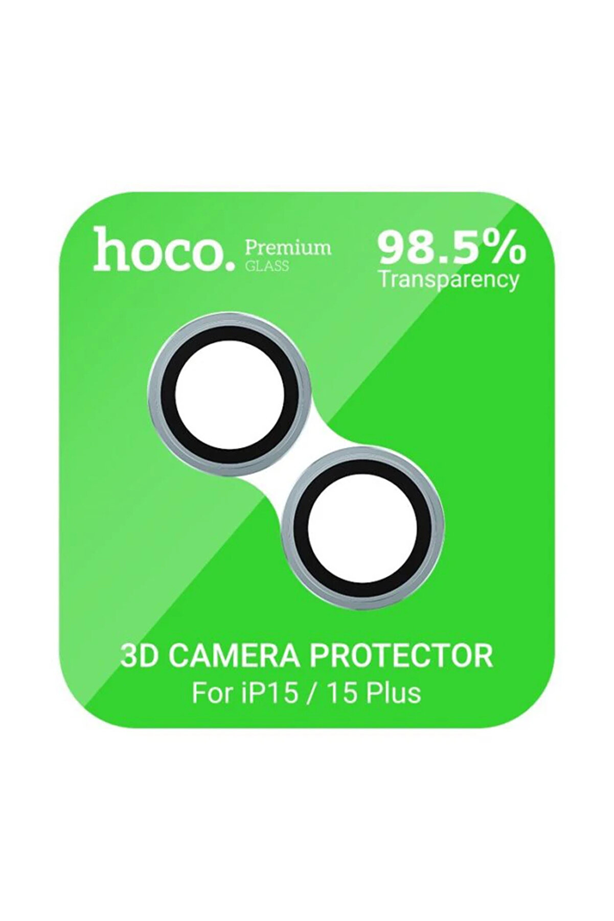 Hoco Crystal Clear İphone 15-15 Plus Hd 3D Metal Çerçeveli̇ Kamera Koruyucu Len - Dropx6648-9568