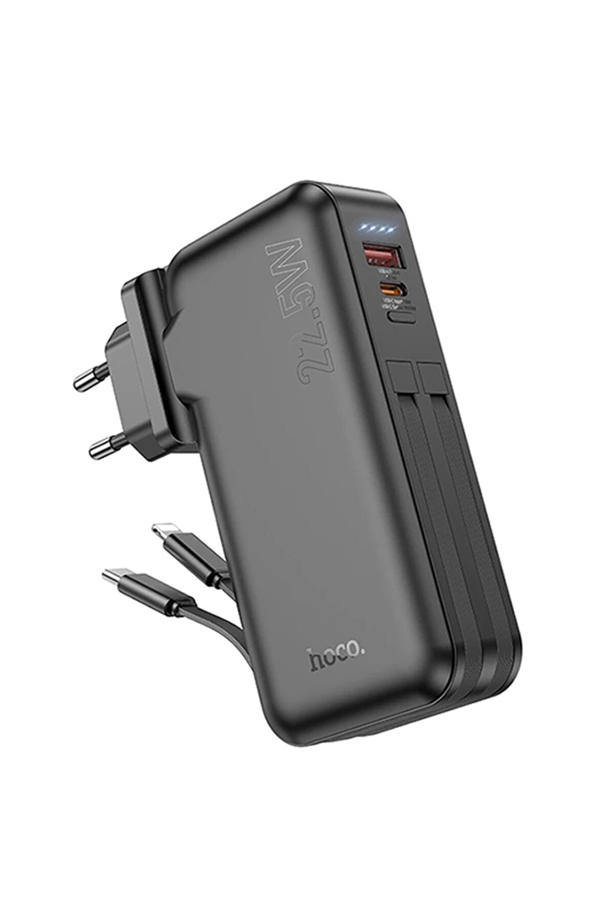 Hoco J126 Usb-A+Type-C Çıkışlı Type-C+Li̇ghtni̇ng Kablolu 10000Mah Powerbank - Dropx4577-8993