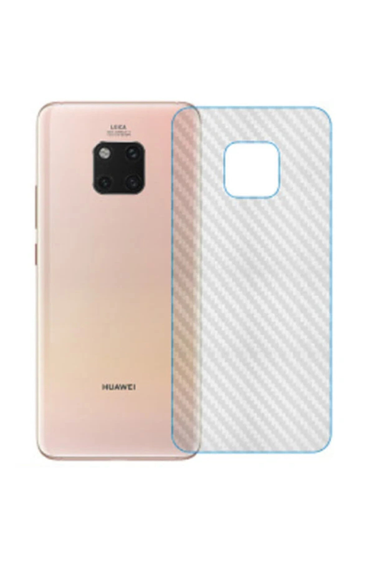 CepteToptan Huawei Mate 20 Pro UyumluŞeffaf Karbon Fiber Kaplama Sticker-(1903) - DROPX2763-3589