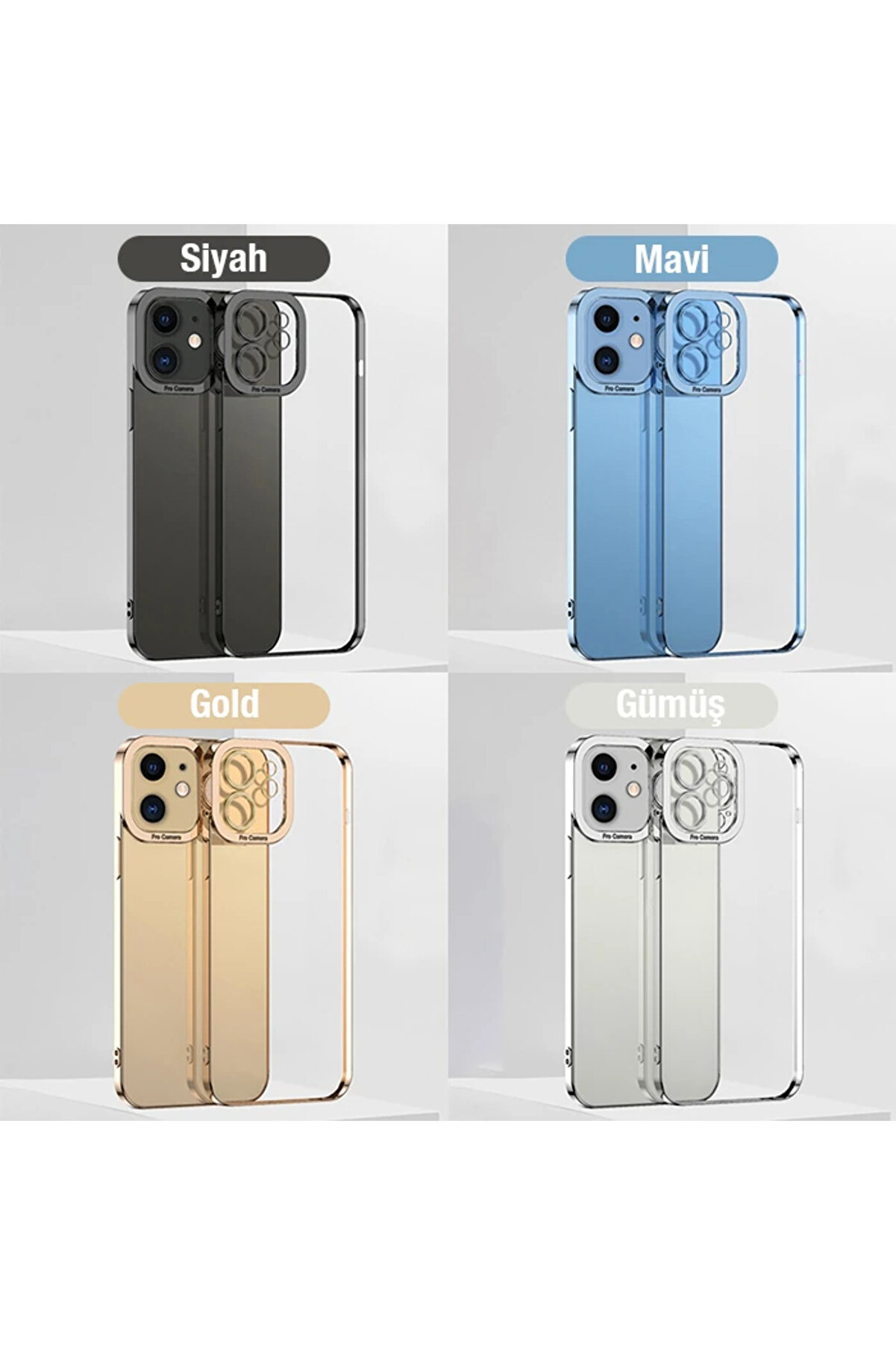 Ally Fashi̇on Seri̇es İphone 12 6.1İnç Kılıf Renkli̇ Kenar Lazer Çerçeveli̇ Si̇li̇kon - Gms7845-9765