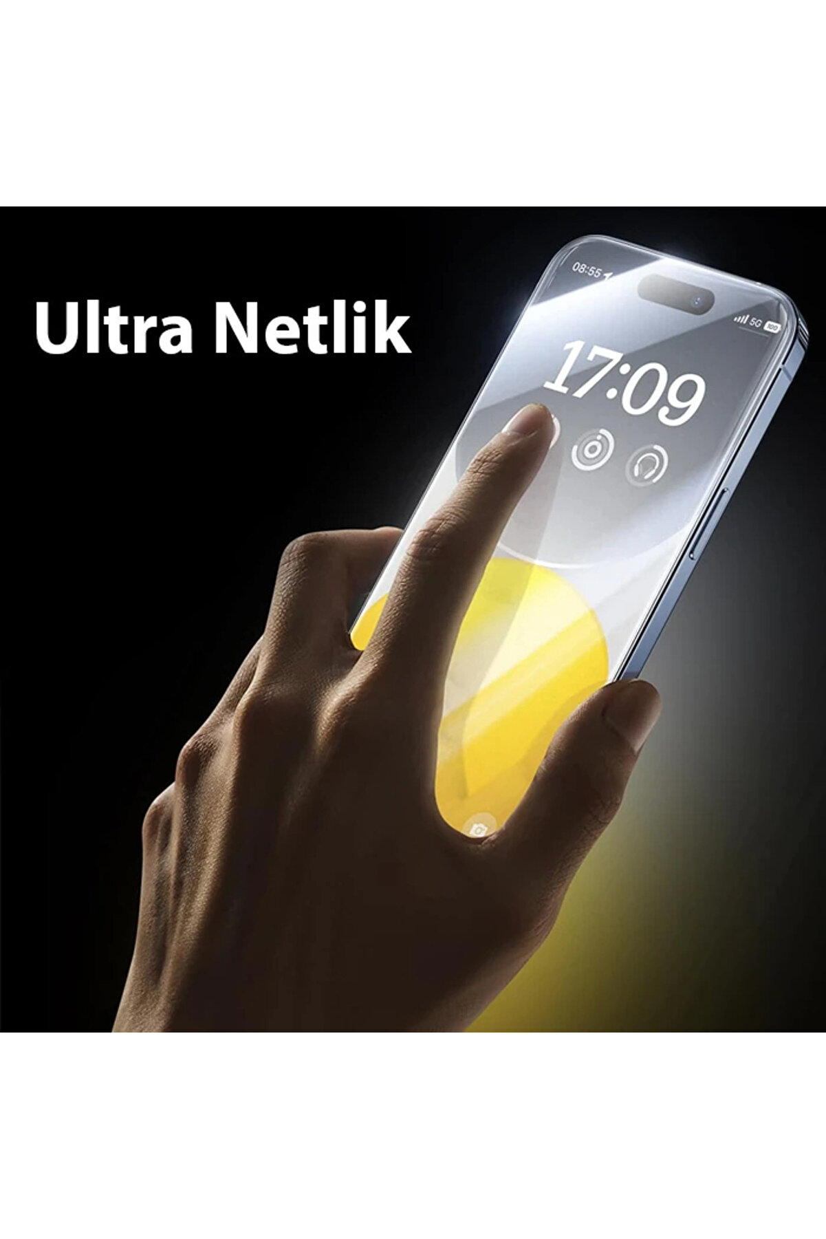 Crystalli̇ne İphone 14 Pro İçi̇n Parlama Önleyi̇ci̇ Tempered Cam Ekran Koruyucu-(5775) - Gms5079-2504