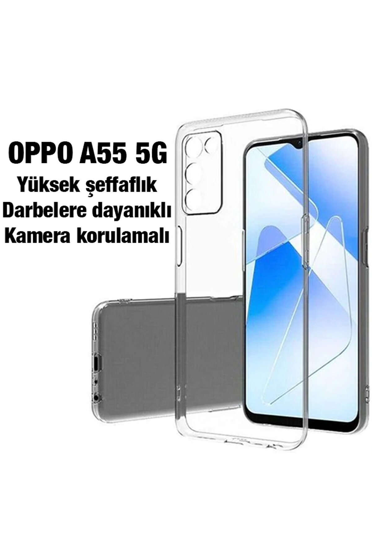 Ally Oppo A55 5G Kılıf Kamera Korumalı Ultra İnce Şeffaf Si̇li̇kon Kılıf-(1 - Dropx1744-8540