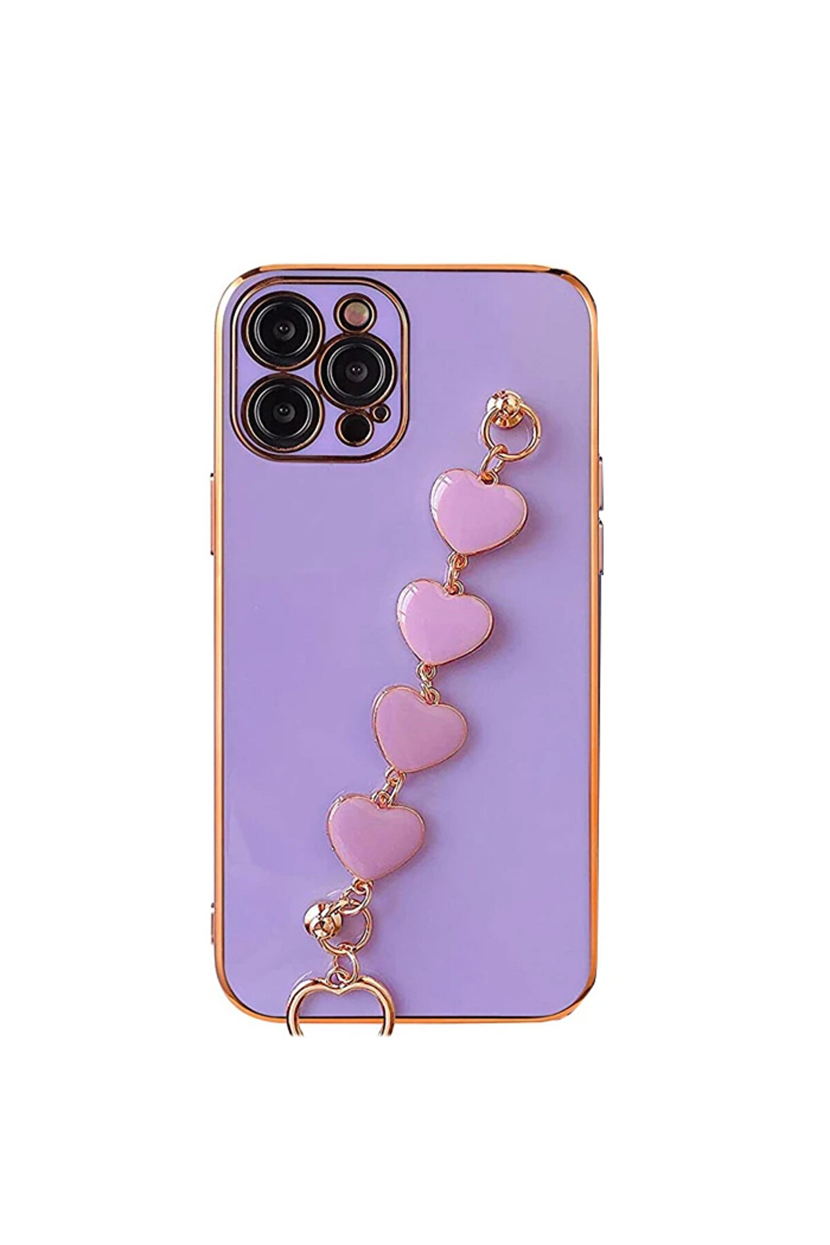 Ally İphone 11 Pro Max 6.5İnç Kılıf Kalp Bi̇lekli̇k Tutuculu Lüx Si̇li̇kon Askı - Dropx1589-7272