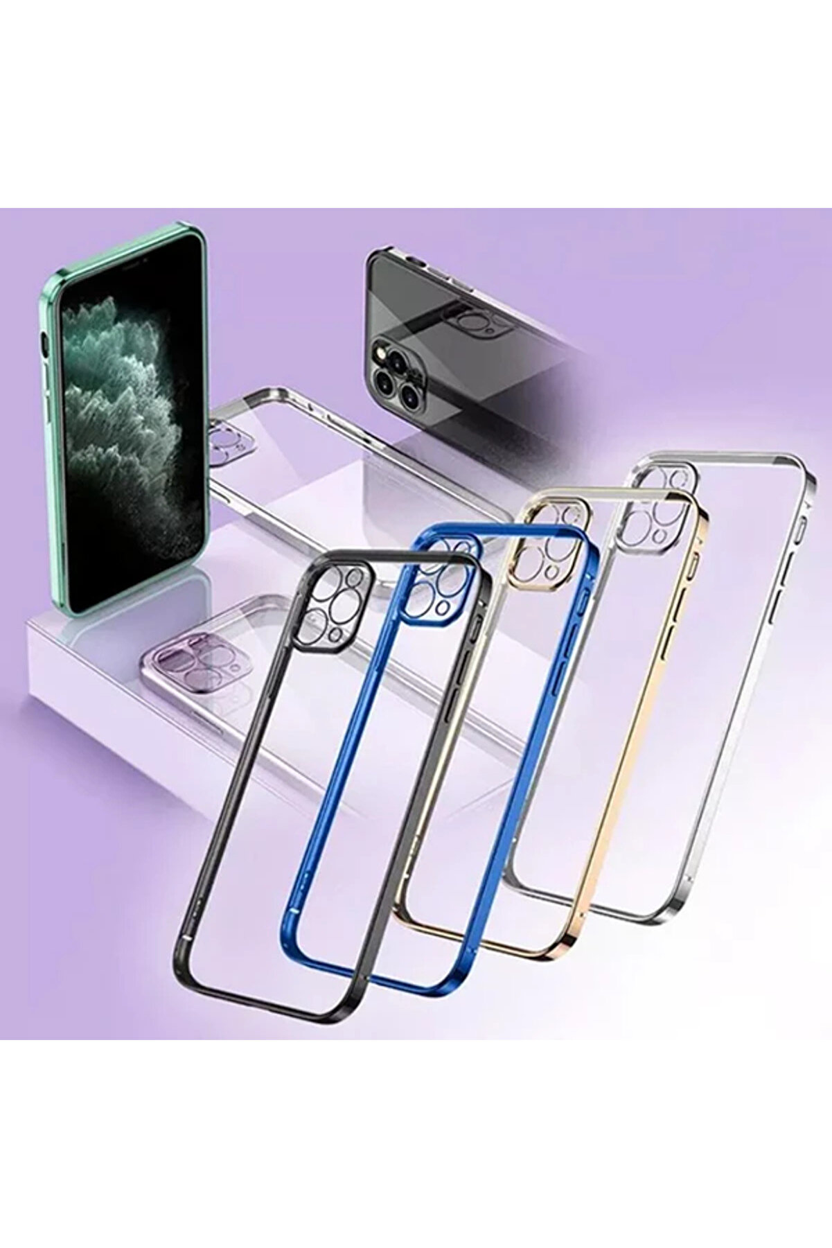 Ally İphone 12 Pro 6.1 Metal Görünümlü Darbeye Dayanıklı Si̇li̇kon Kılıf-(577 - Gms5949-7022