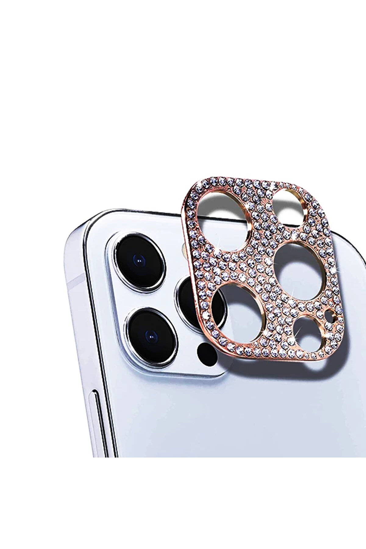 DropCep ALLY İPhone 12 Pro Max Kamera Koruyucu Lens Diamond Taş İşlemeli-(1903) - Ogz3653-2430