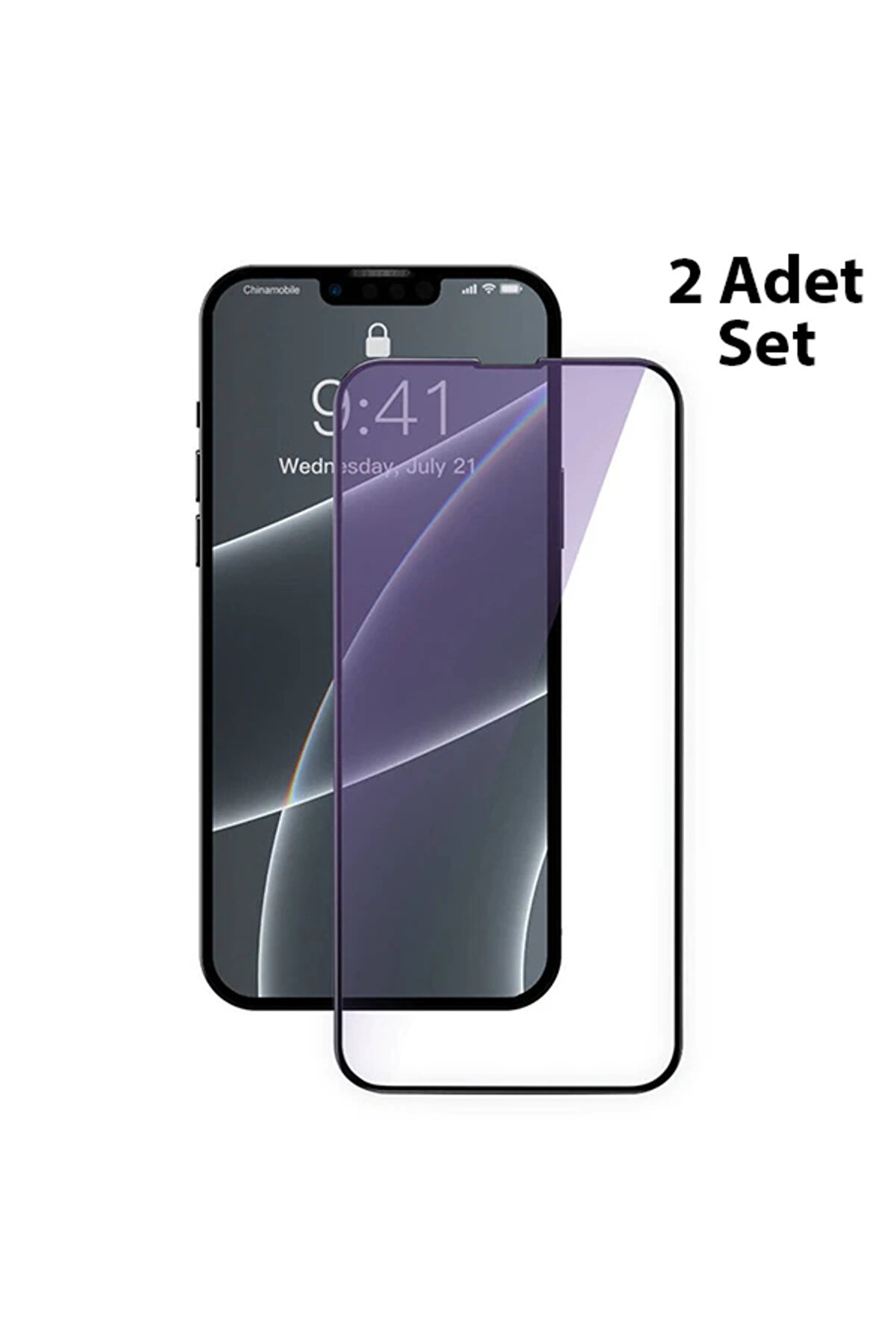 gizmurstore iPhone 13 Pro Max 0.3mm Full Çerçeve Cam Ekran Koruyucu 2 Adet Set-(5775) - GMS1493-6127
