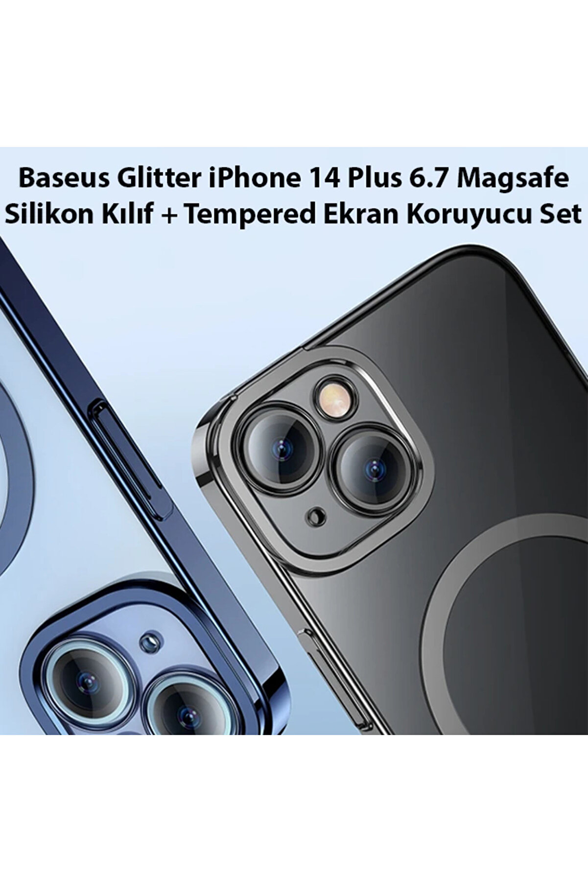 Gli̇tter İphone 14 Plus 6.7 Magsafe Si̇li̇kon Kılıf + Tempered Ekran Koruyucu Set-(57 - Gms6330-3607