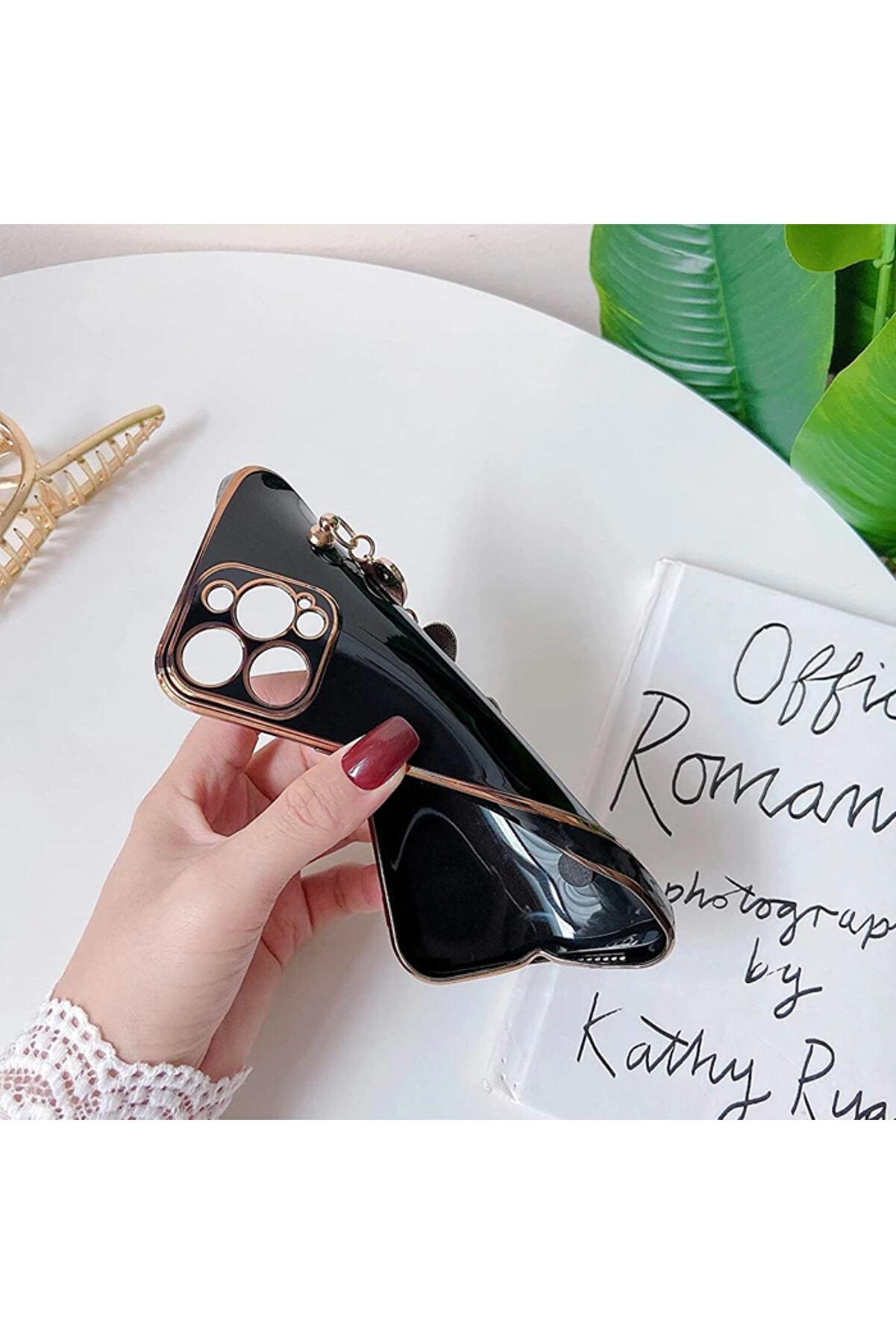 Ally İphone 12 Pro 6.1İnç Kılıf Kalp Bi̇lekli̇k Tutuculu Lüx Si̇li̇kon Askılı Kıl - Gms3694-6951