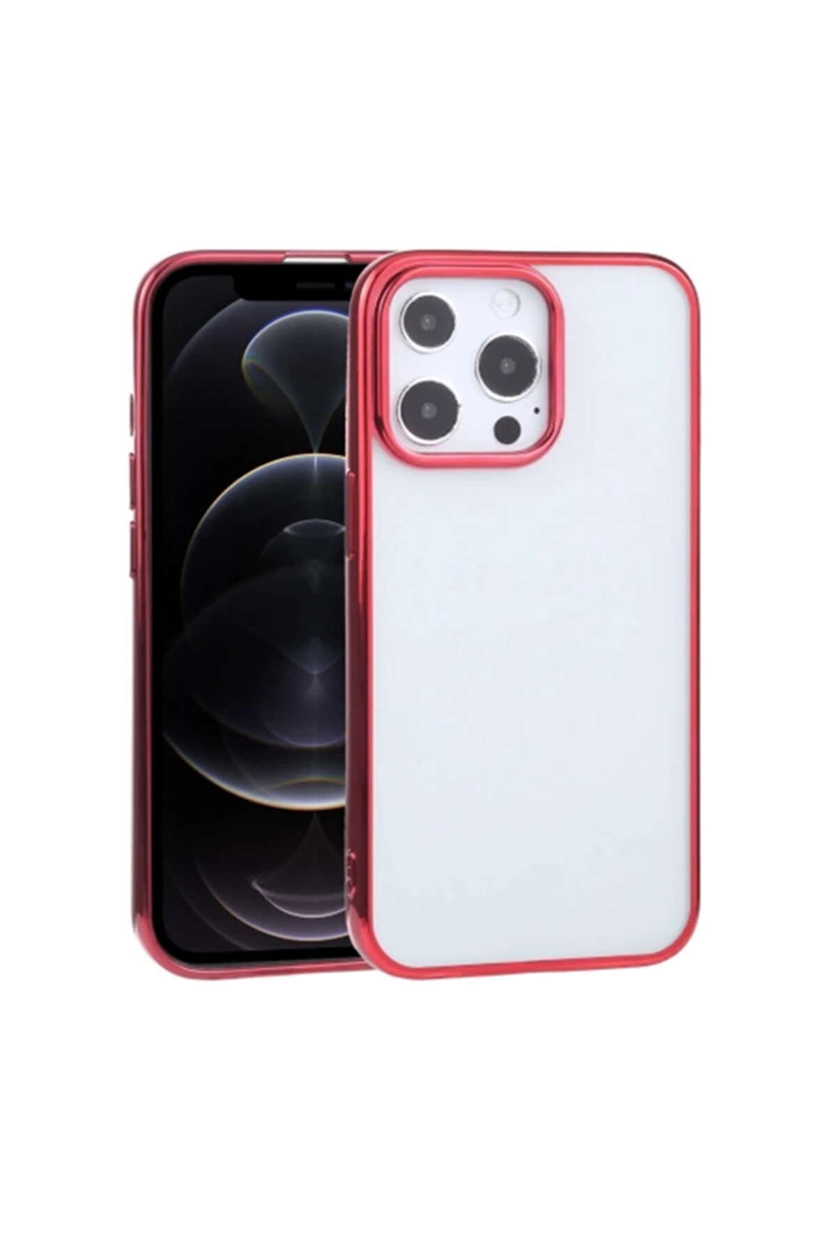 CepteToptan iPhone 13 Pro Max 6.7inç Lazer Kaplama Renkli Kenar Şeffaf Kılıf-(1903) - DROPX8237-7562