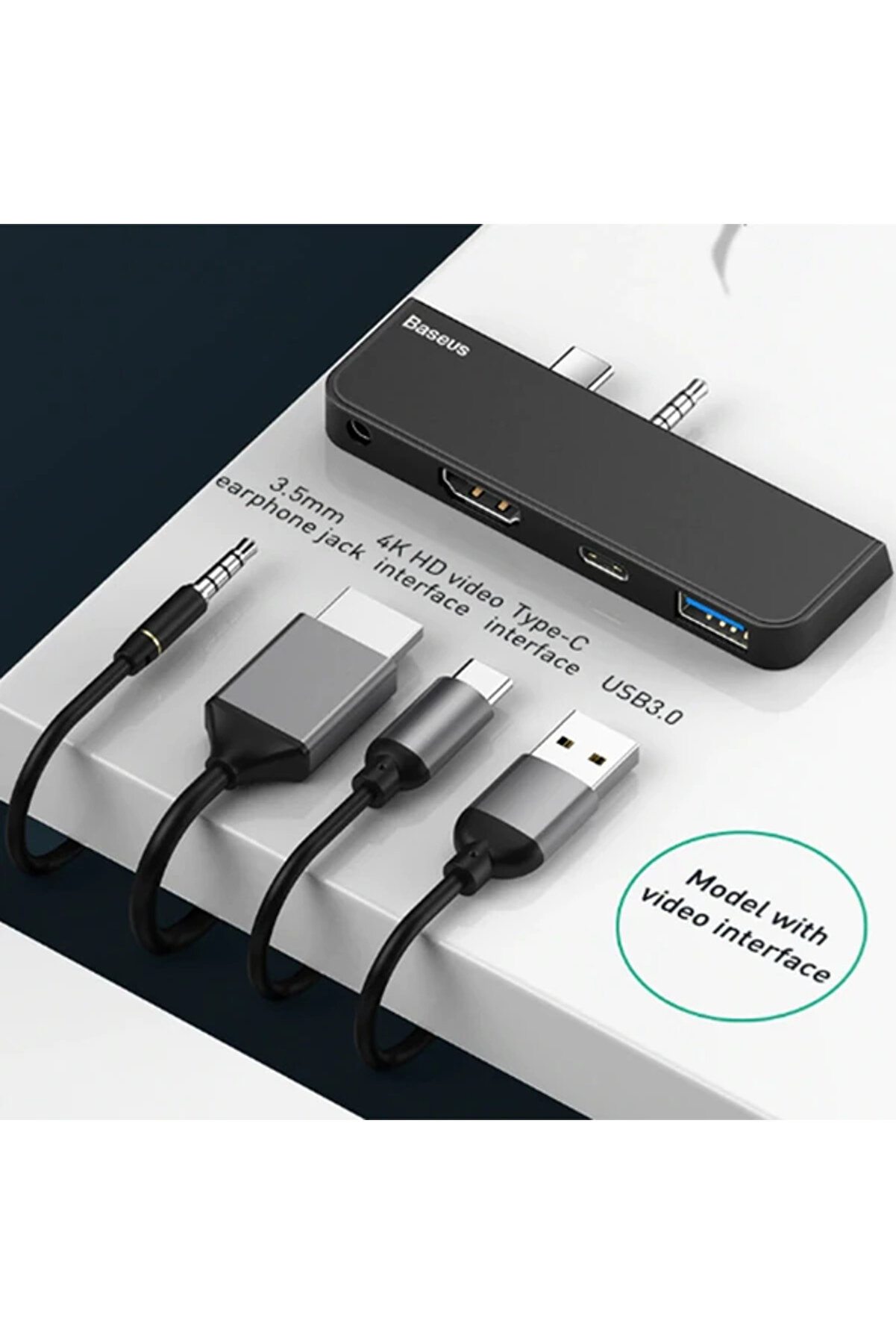 Multi̇functi̇onal Hub Surface Go(Type-C+Audi̇o To Hd4K+Usb3.0+Type-C(Data)+Audi̇ok-( - Ogz1533-7563