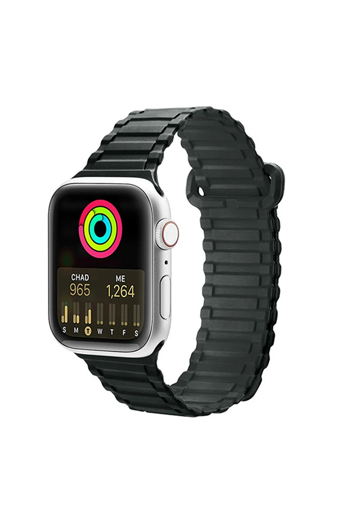 Dux Duci̇s Apple Watch 42/44/45Mm İçi̇n Manyeti̇k Armor Si̇li̇kon Kordon Kayış-(19 - Dropx1534-8630
