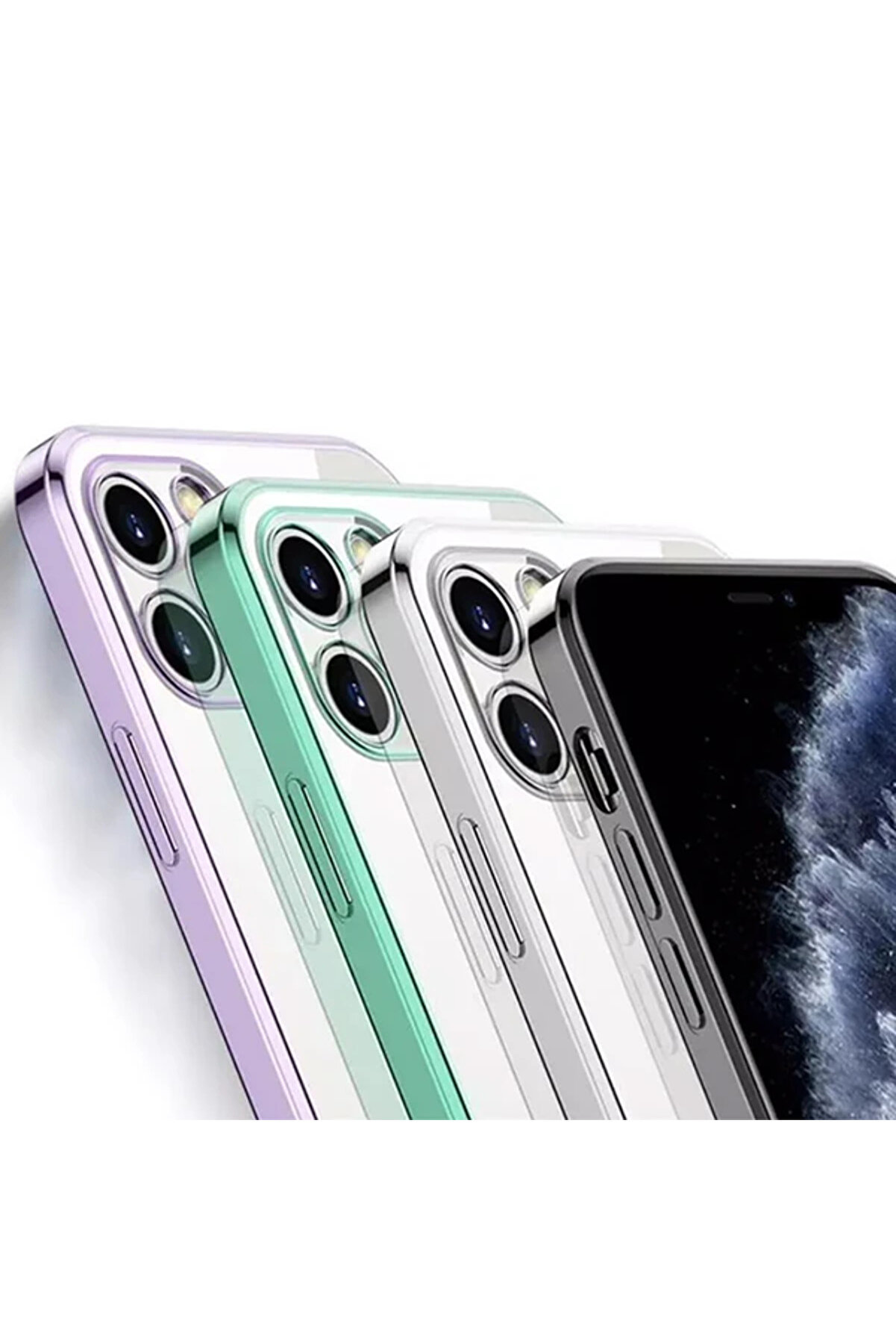 Ally İphone 12 Pro 6.1 Metal Görünümlü Darbeye Dayanıklı Si̇li̇kon Kılıf-(577 - Gms5949-7022
