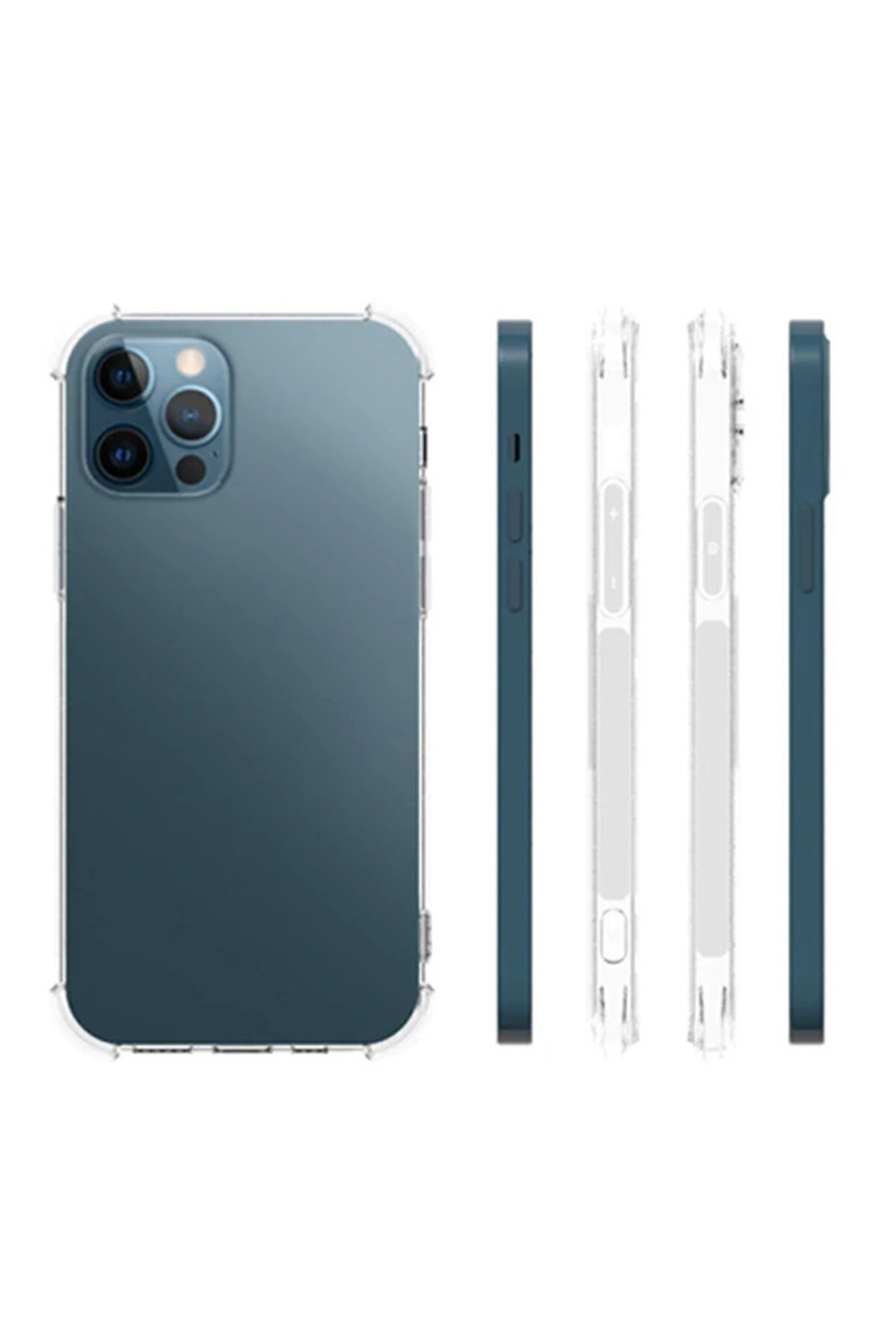 İphone 12 Pro Max 6.7 Anti̇-Drop Si̇li̇kon Kılıf Kamera Korumalı Şeffaf Si̇li̇kon K - Gms3996-9074