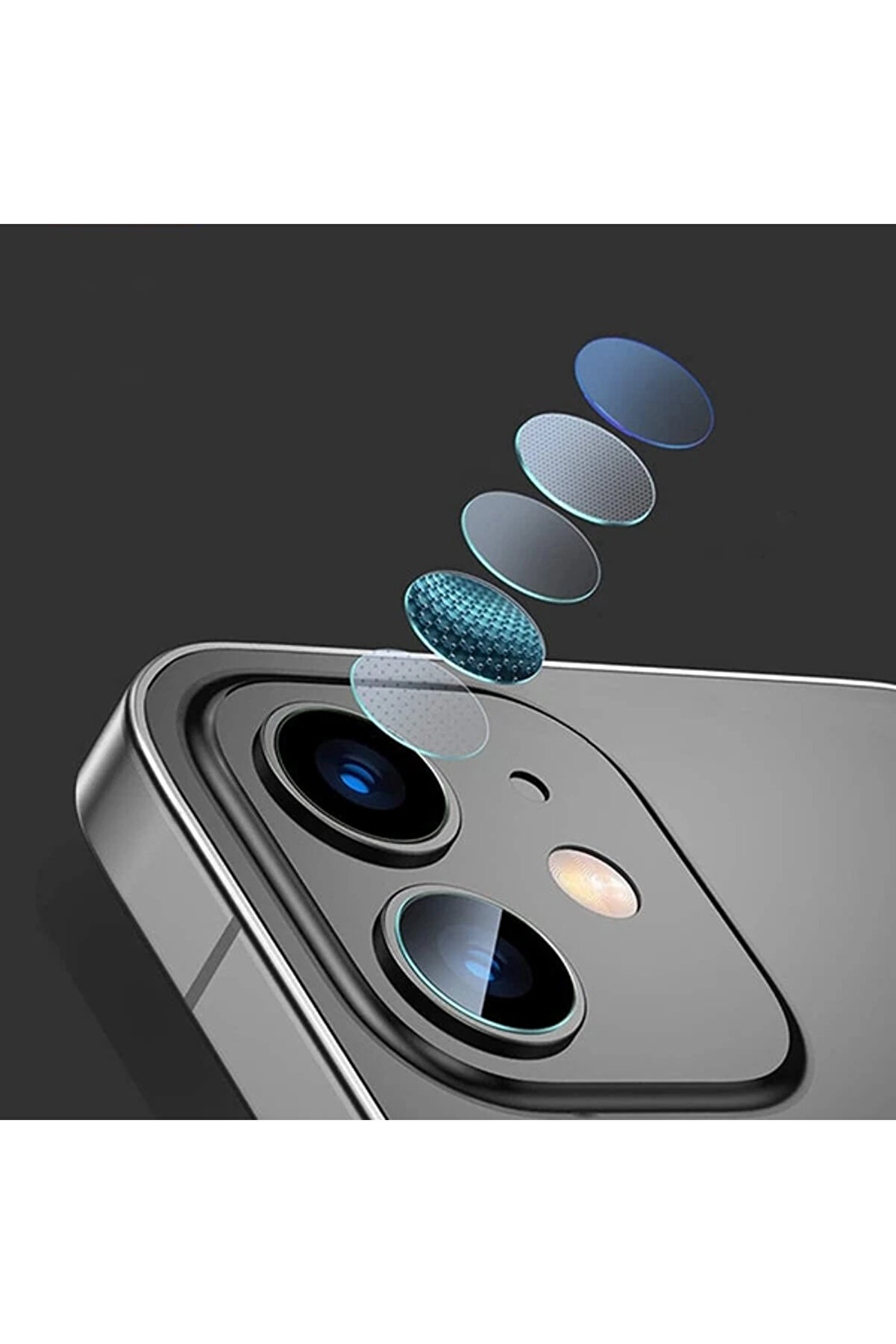 İphone 12 6.1 Tempered Kamera Lens Koruma Camı 2Set 12 Mi̇ni̇ Uyumlu-(5775) - Gms5322-5508