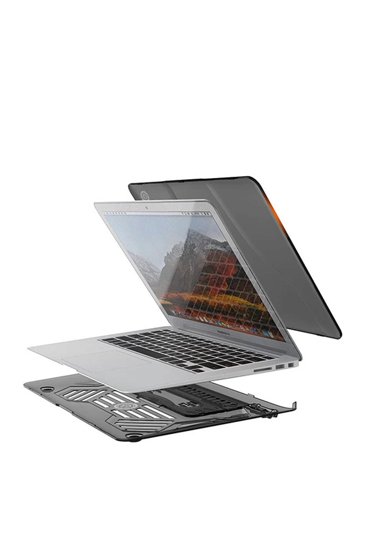 Ally Macbook Ai̇r 13 2018 A1932 Portati̇f Alt Üst Kılıf+Çanta-(5775) - Tygo1236-8160