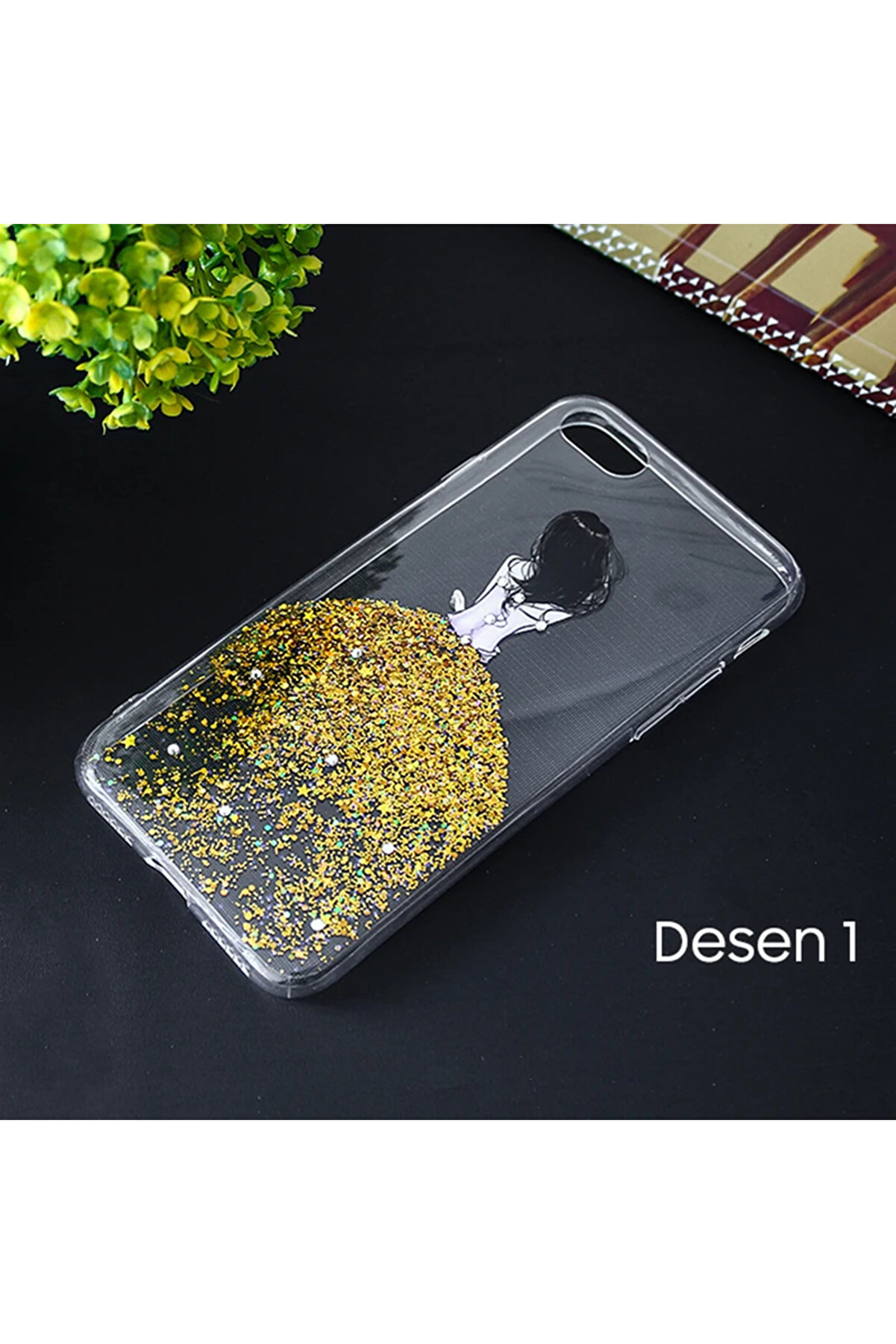 İphone Se3-Se2 İphone 8-7 Kılıf 3D Di̇amond Elbi̇se Şeffaf Si̇li̇kon Kılıf-(5775) - Gms4055-1010