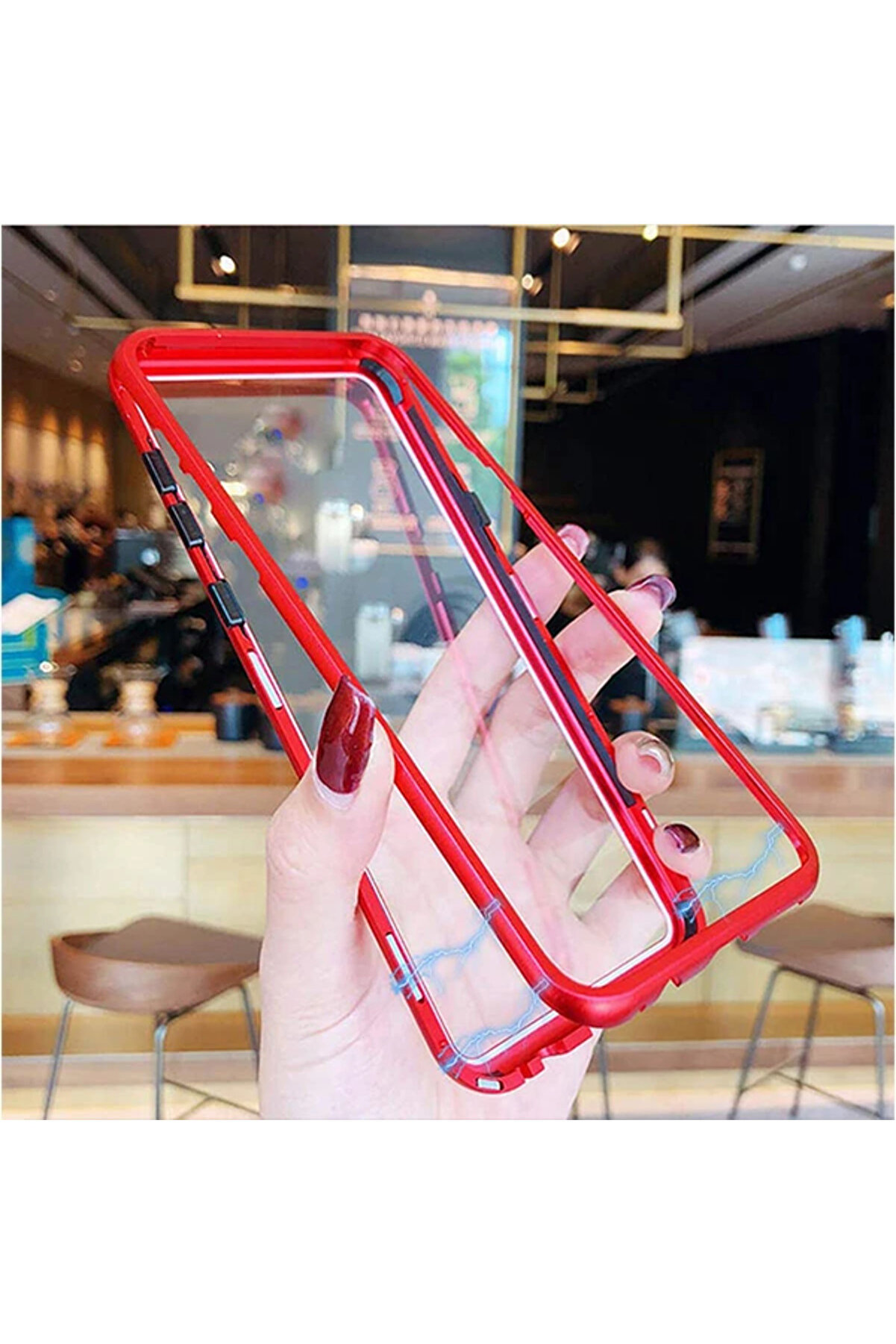 Sm Galaxy S10E Mıknatıslı 360 Koruma Arkası Cam Metal Frame Kılıf-(5775) - Gms4609-5385