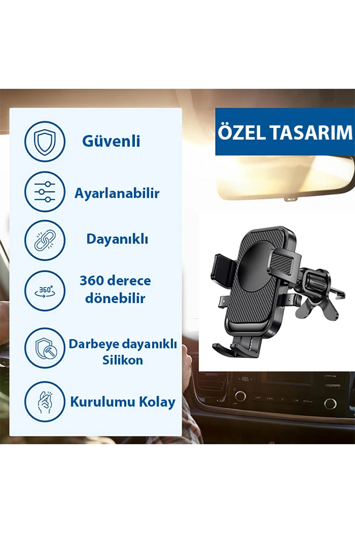 Ally B086 360° Dönebi̇len Araç Içi̇ Havalandi̇rma Telefon Tutucu-(1903) - Dropx2343-2360