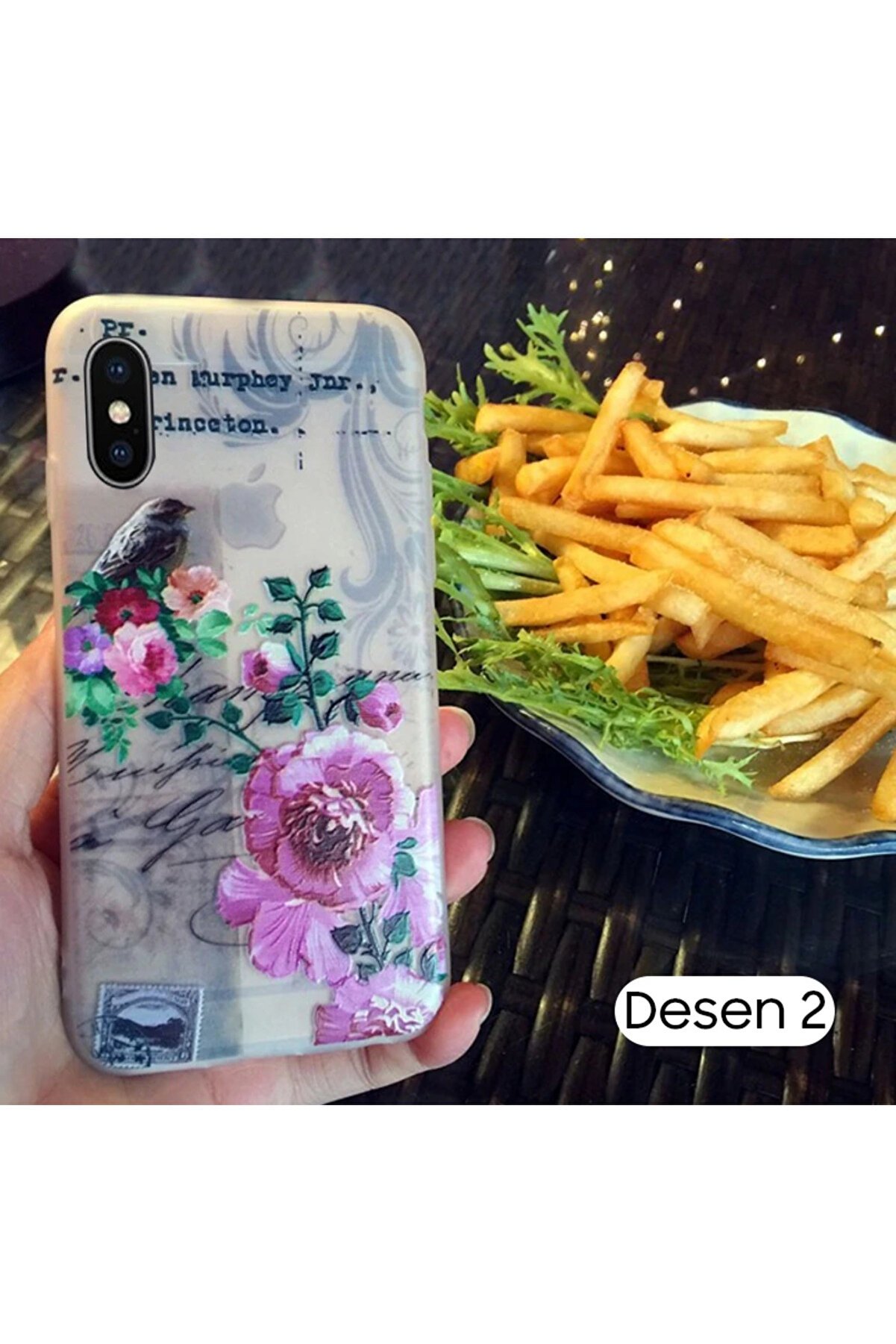İphone X Xs 3D Gül Desenli̇ Premi̇um Si̇li̇kon Kılıf-(5775) - Gms1896-6439