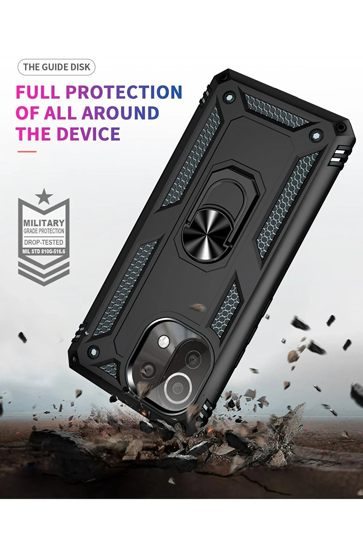 Xi̇aomi̇ Mi̇ 11 Li̇te Kılıf Sofya Yüzüklü Si̇li̇kon Kapak - Si̇yah - Dropx4445-2651