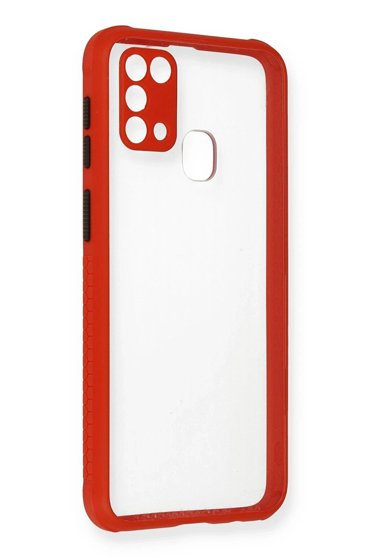 CepteToptan Samsung Galaxy M31 Kılıf Miami Şeffaf Silikon - Kırmızı - DROPX6547-6300