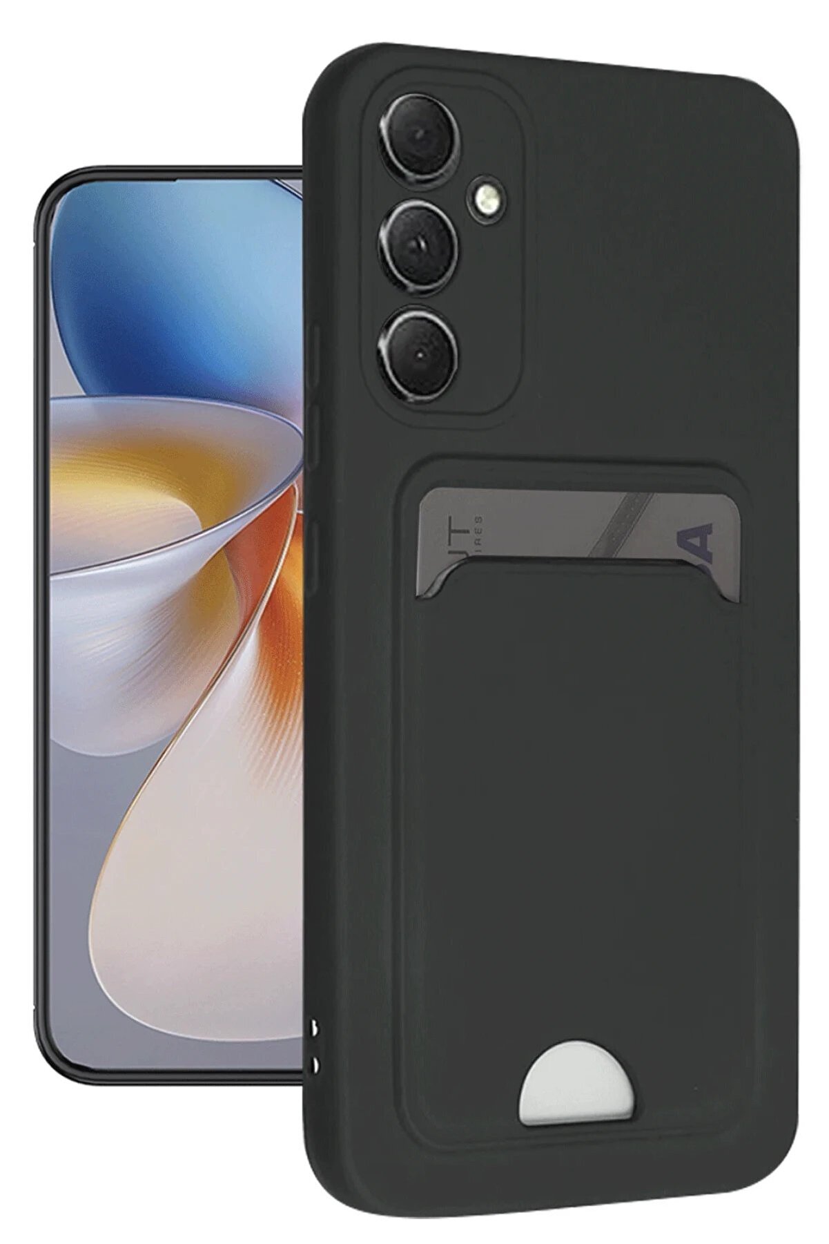 Samsung Galaxy A16 5G Kılıf Kelvi̇n Kartvi̇zi̇tli̇ Si̇li̇kon - Si̇yah - Dropx9111-7791