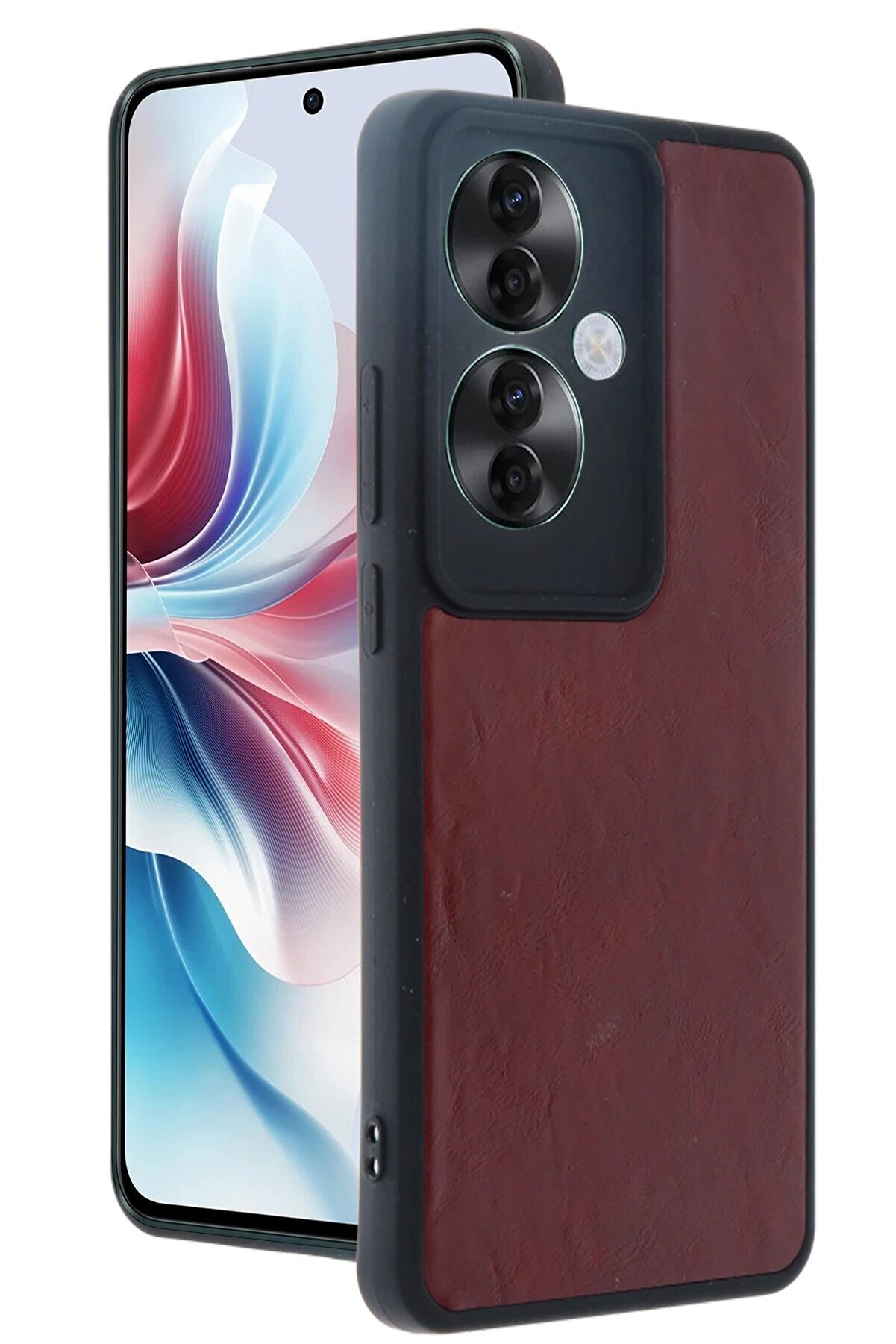 Oppo Reno 11F Kılıf Aras Deri̇ Kapak - Bordo - Dropx9832-2180