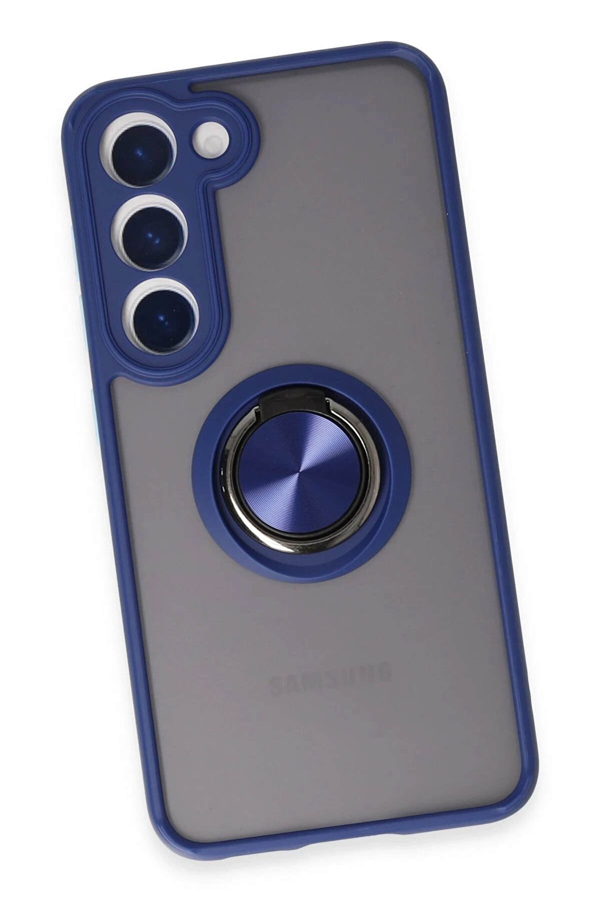 Samsung Galaxy S23 Kılıf Montreal Yüzüklü Si̇li̇kon Kapak - Laci̇vert - Dropx8187-2397