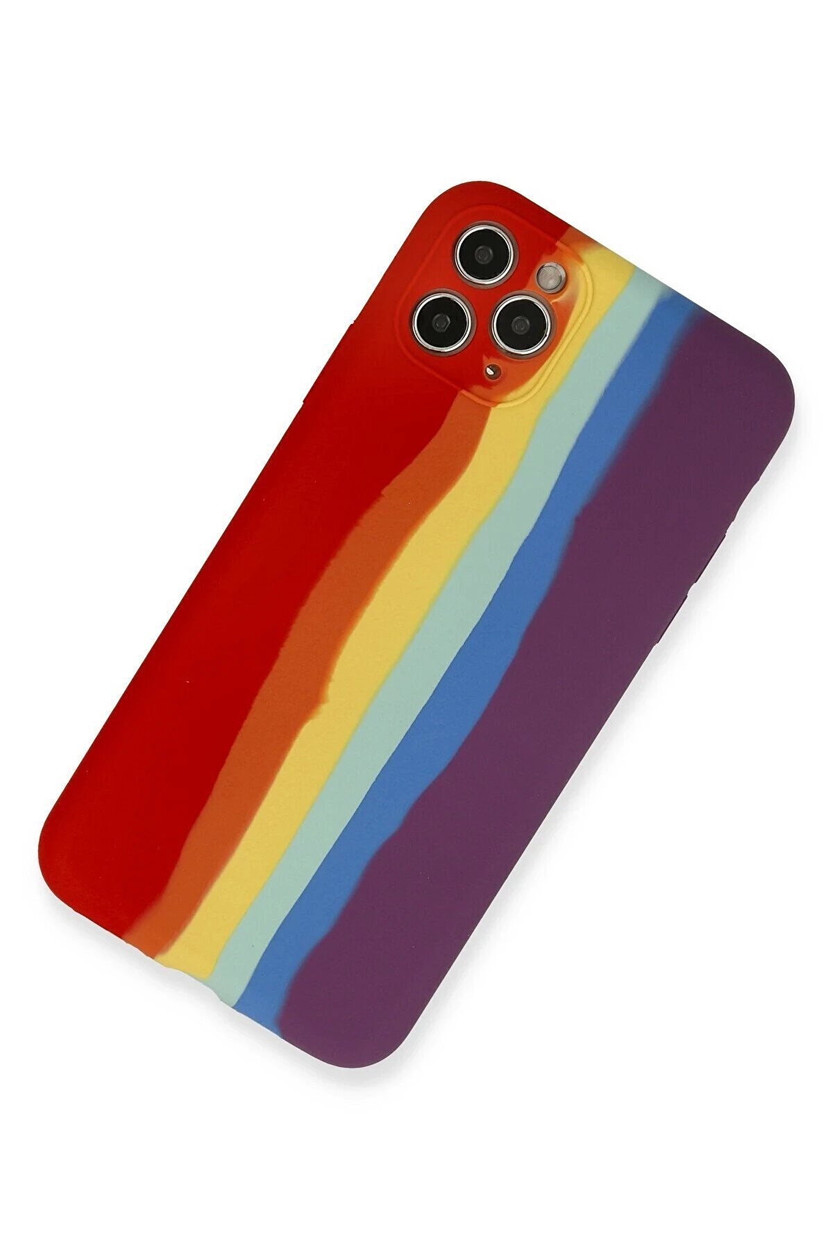 İphone 11 Pro Kılıf Ebruli̇ Lansman Si̇li̇kon - Kırmızı-Mor - Dropx7369-8467