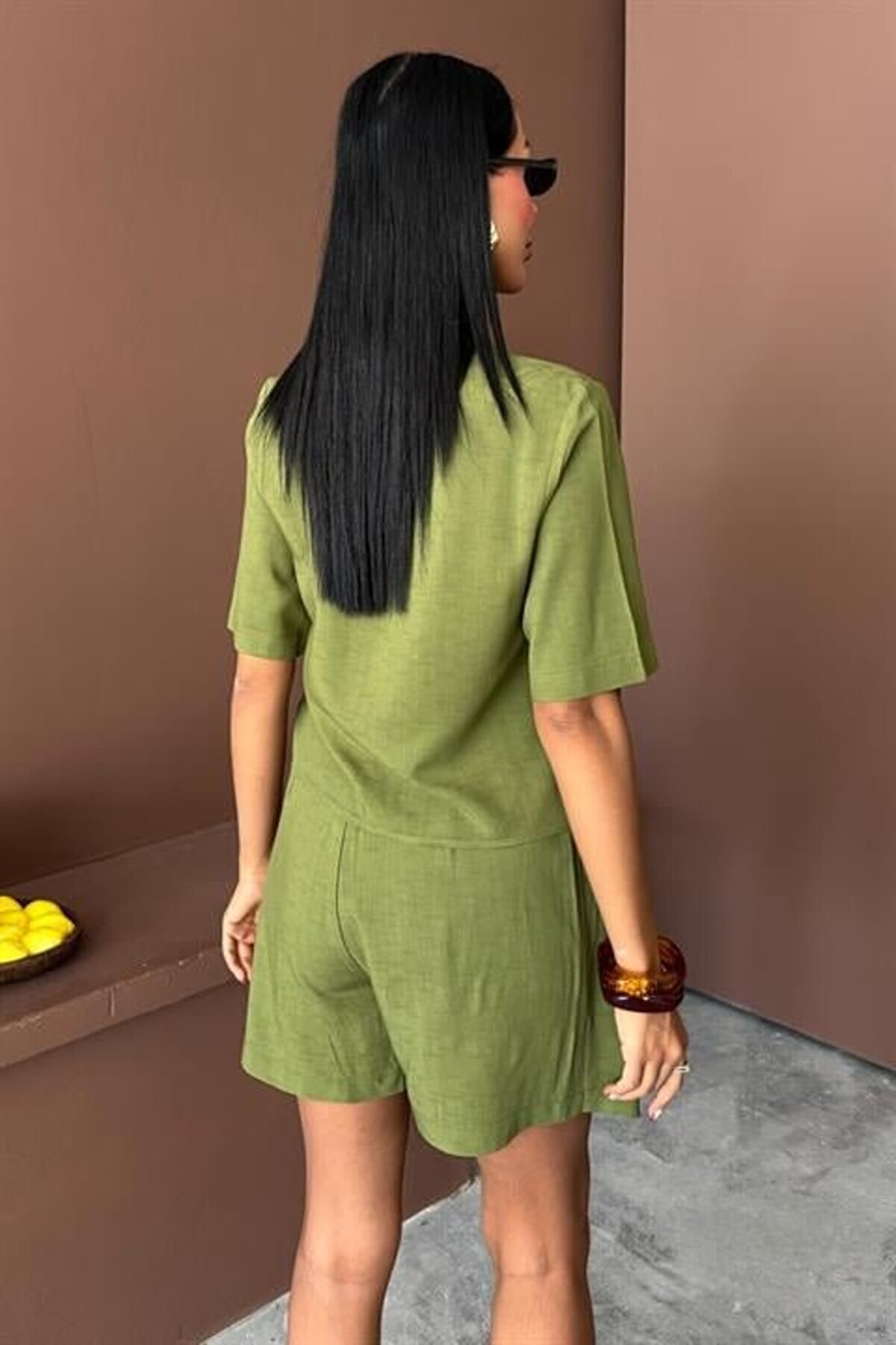 Gömlek Şort Etek Vi̇scon Keten Takım 10162