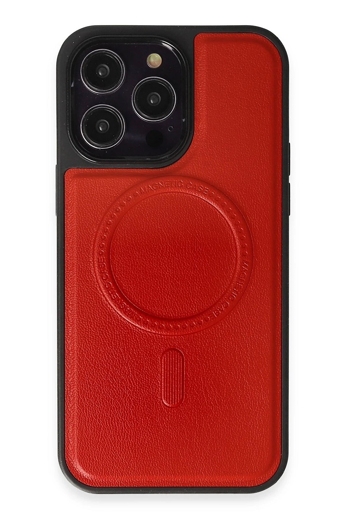 Toptan Bulurum iPhone 14 Pro Kılıf Ozzi Magsafe Deri Kapak - Kırmızı