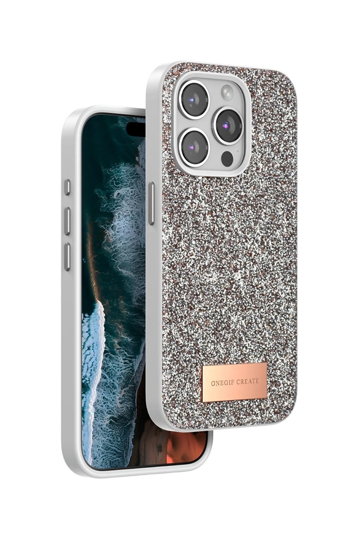 Toptan Bulurum iPhone 14 Pro Bright Simli Kapak - Gold