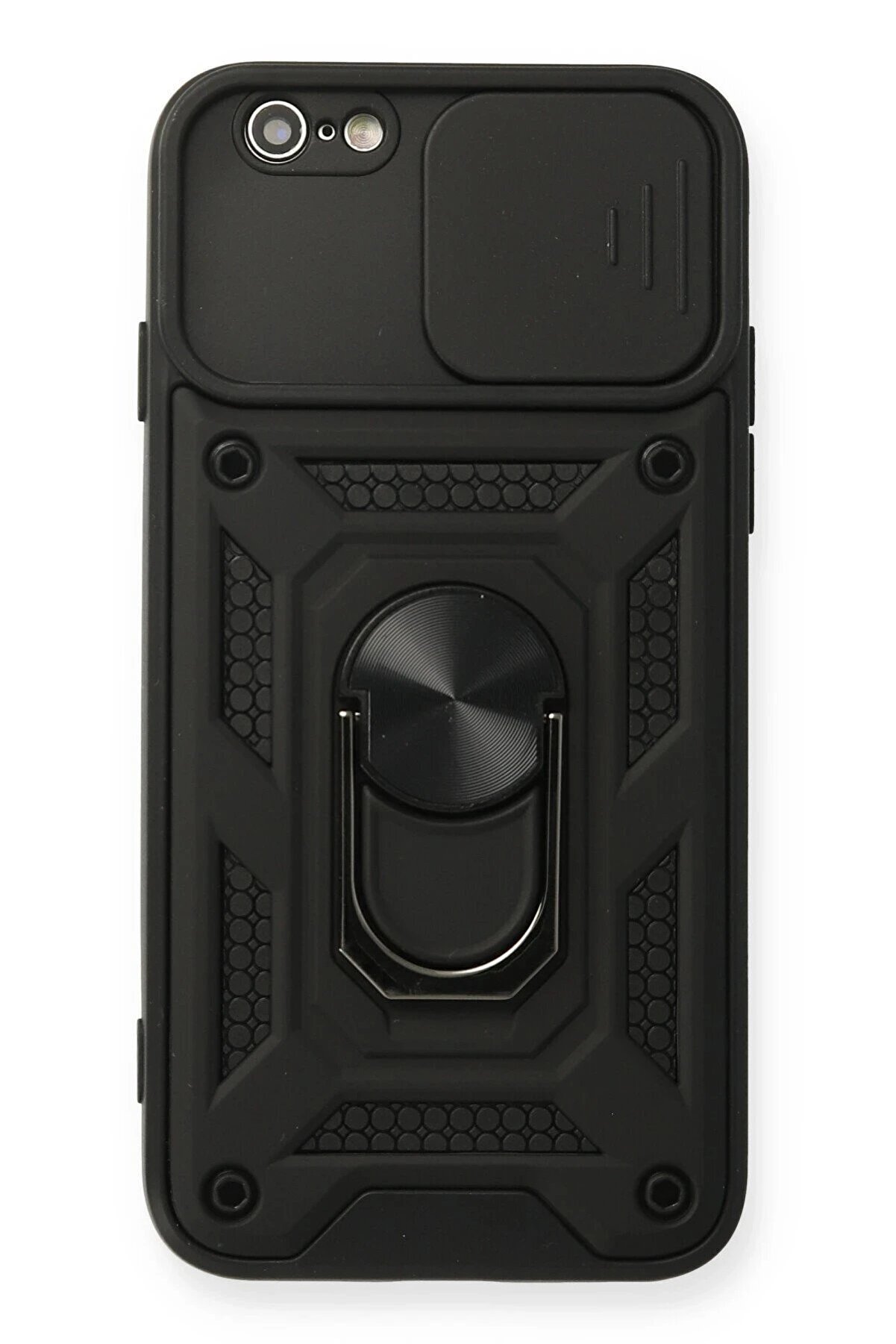 Toptan Bulurum iPhone 6 Kılıf Pars Lens Yüzüklü Silikon - Siyah