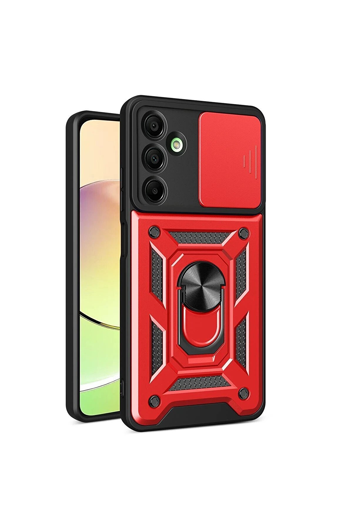 Toptan Bulurum Samsung Galaxy A16 5G Kılıf Pars Lens Yüzüklü Silikon - Kırmızı