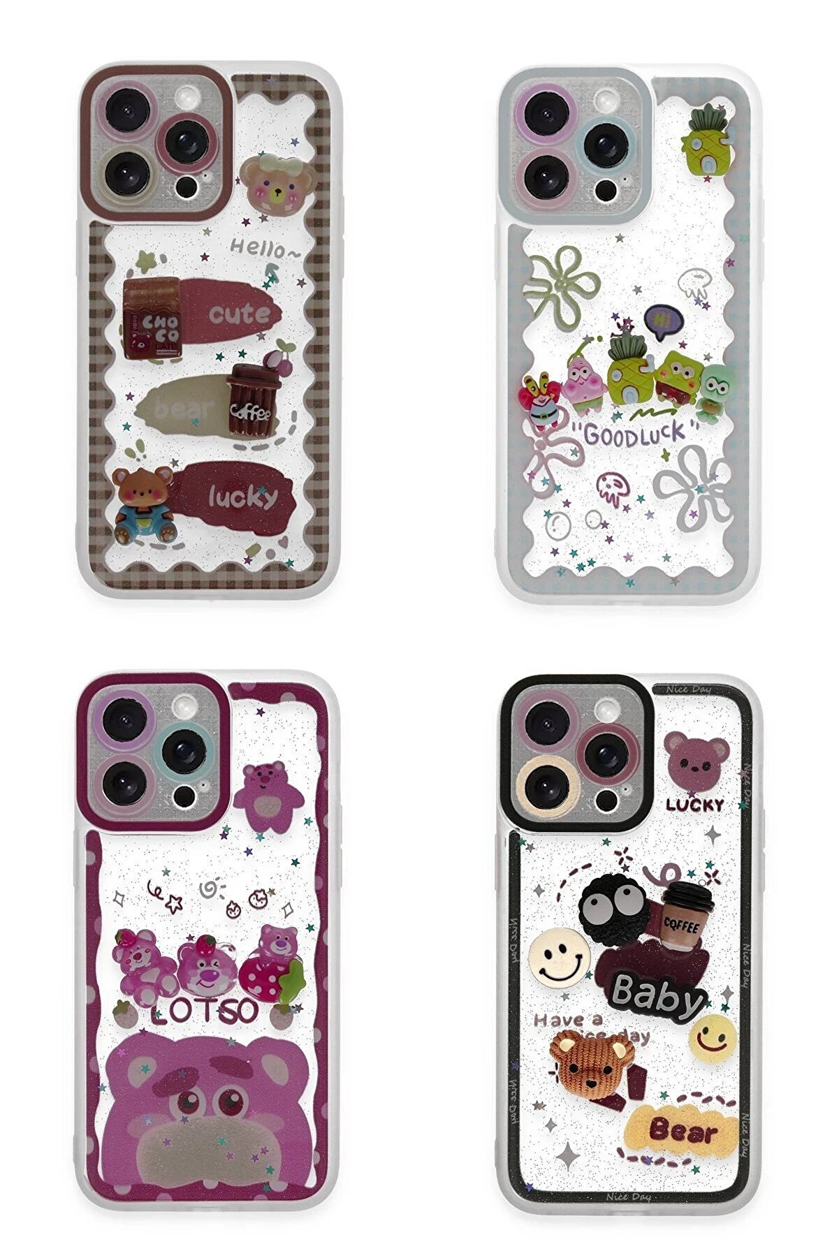 İphone 14 Pro Kılıf Sweet Desenli̇ Si̇li̇kon Kapak - Pembe