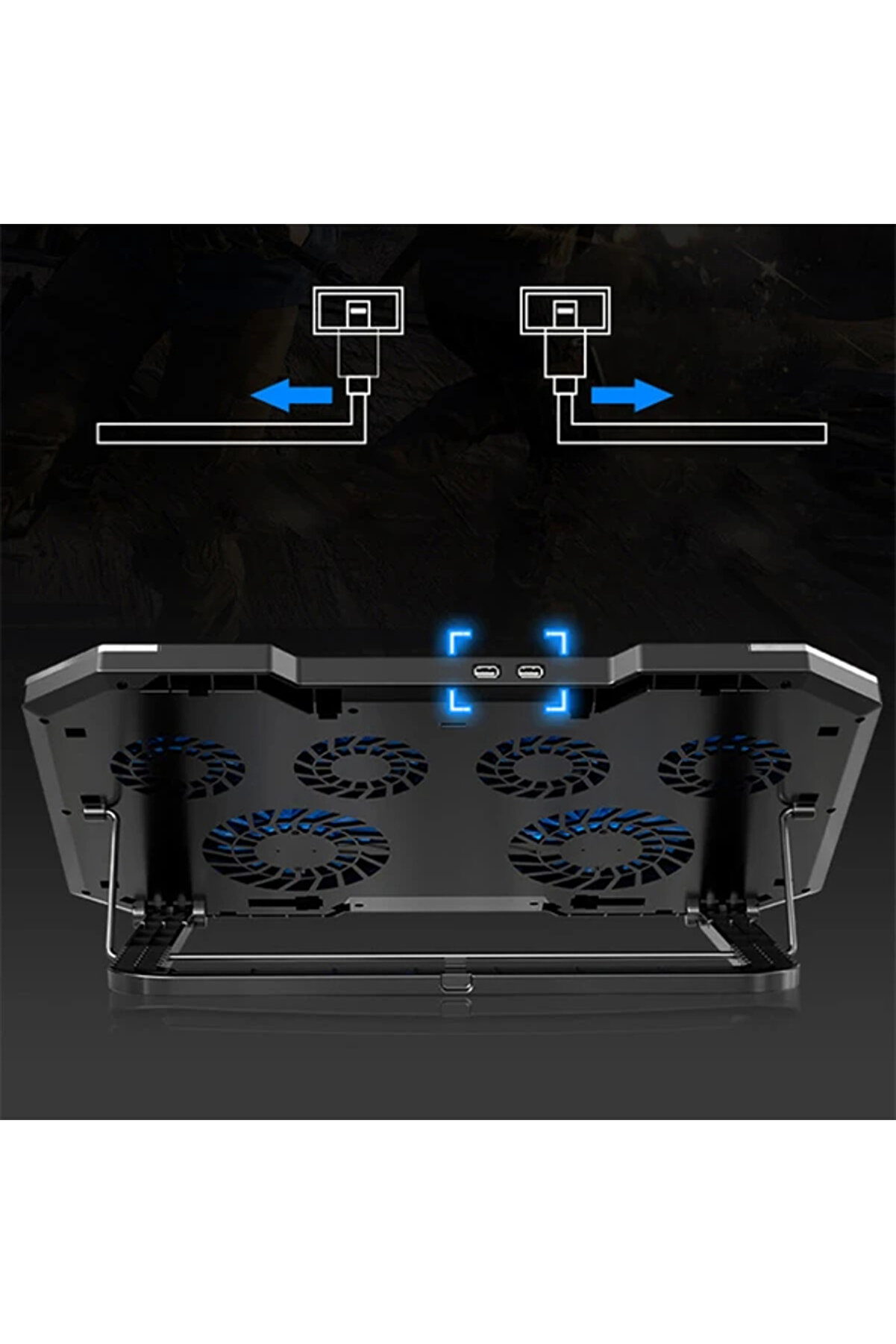Mc Q8 6 Fanlı Oyuncu Notebook Soğutucu Stand Yüksekli̇k Ayarlanabi̇li̇r Led Işıkl - Gms9930-9909