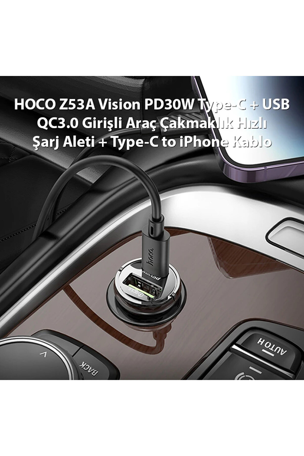 Z53A Vi̇si̇on Pd30W Type-C + Usb Qc3.0 Gi̇ri̇şli̇ Araç Çakmaklık Hızlı Şa - Dropx1776-5479