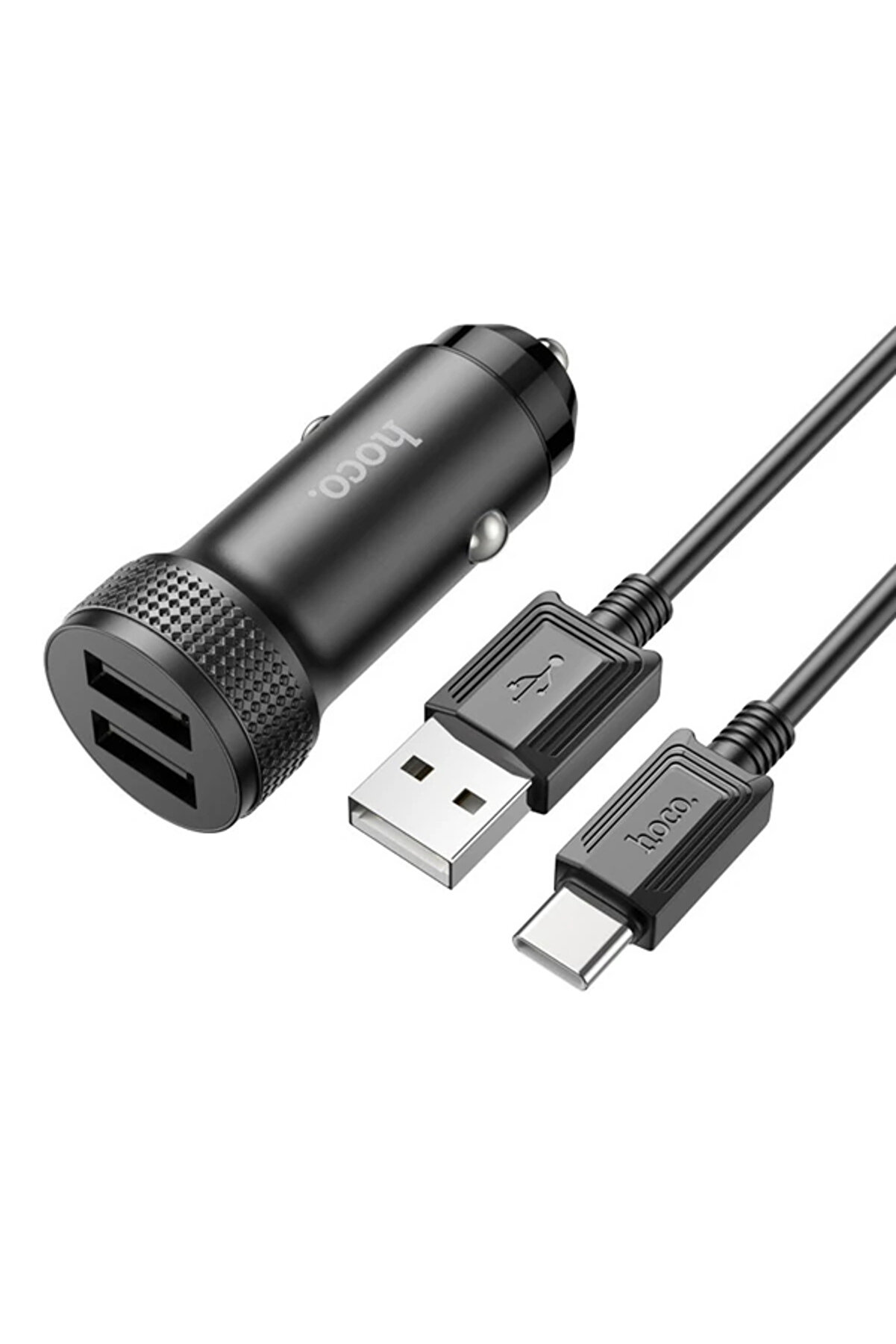 Hoco Z49 Çi̇ft Usb Gi̇ri̇şli̇ Araç Şarj Başlık + Usb To Type-C Kablo-(5775) - Gms9661-4223