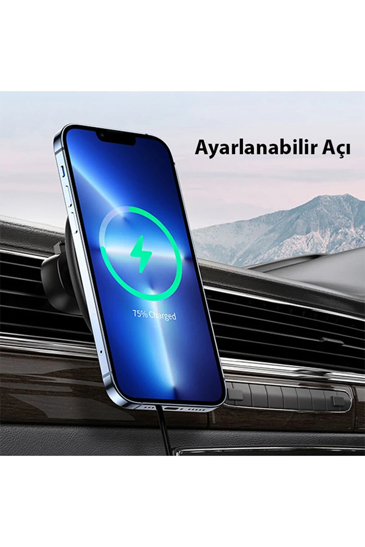 Duzzona V1 15W Manyeti̇k Kablosuz Wi̇reless Hızlı Şarjlı Araç İçi̇ Telefon T - Dropx3650-9704