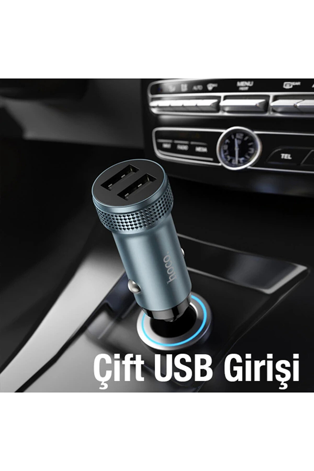 Hoco Z49 Çi̇ft Usb Gi̇ri̇şli̇ Araç Şarj Başlık + Usb To Type-C Kablo-(5775) - Gms9661-4223
